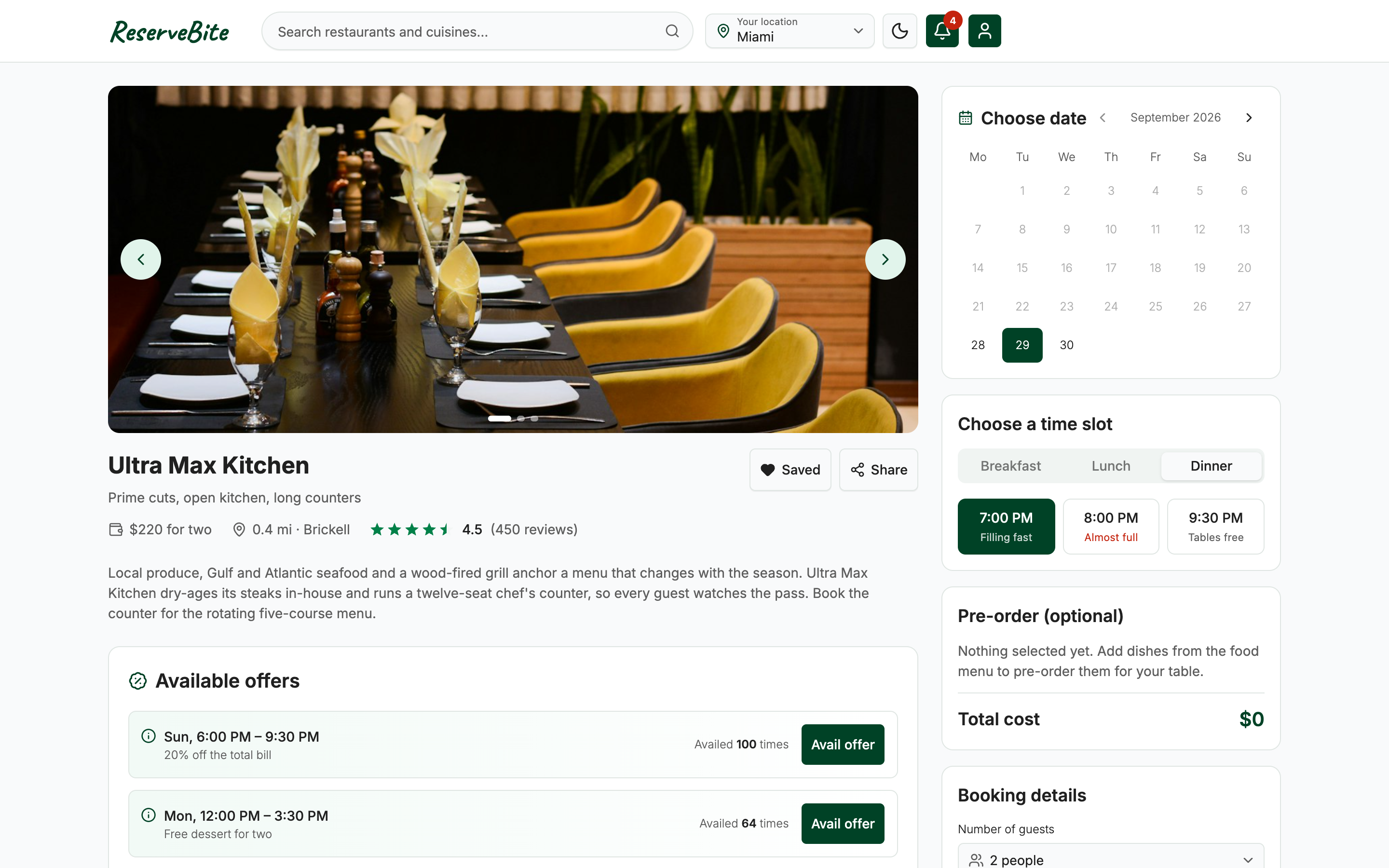 ReserveBite web app template preview 3