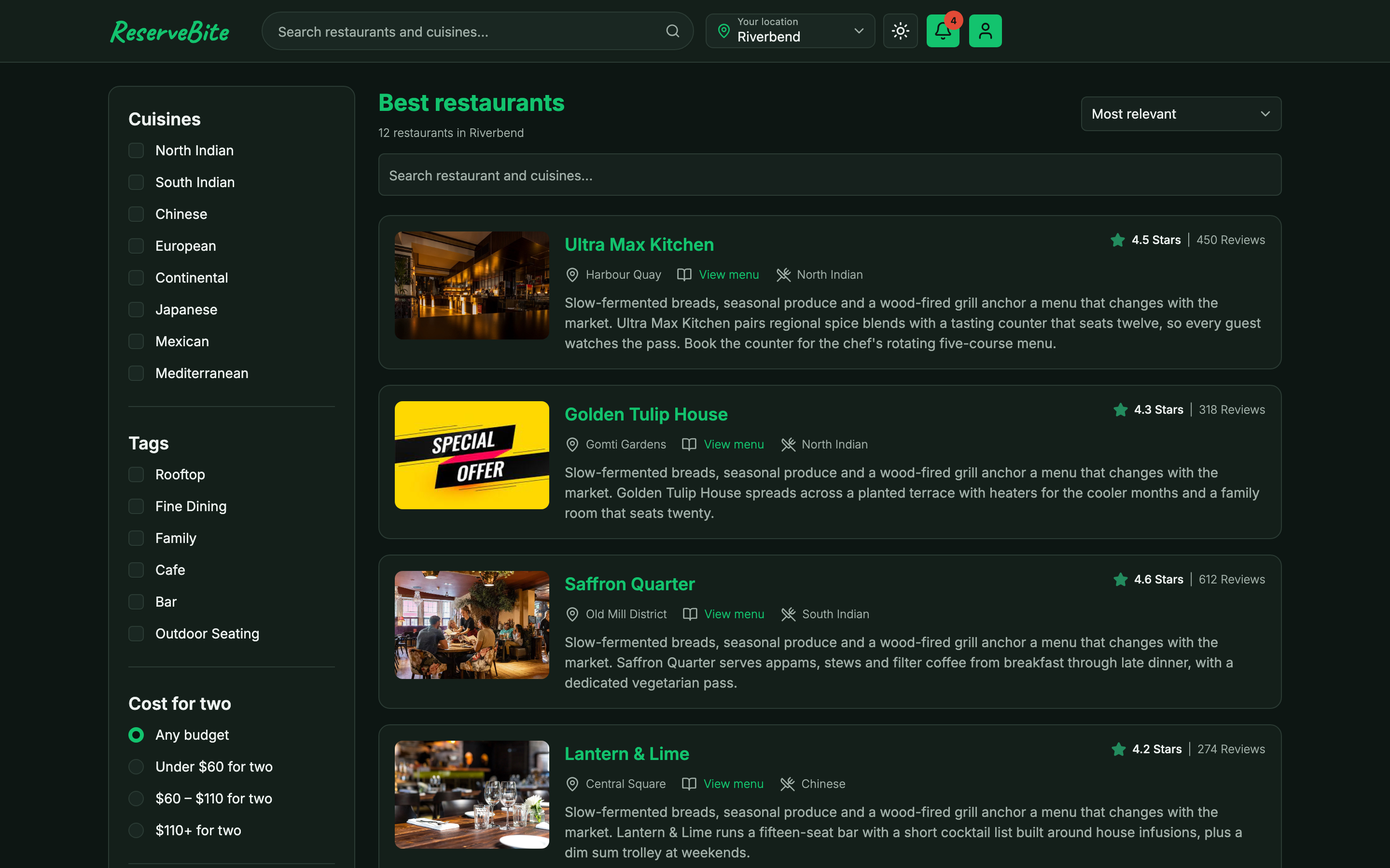 ReserveBite web app template preview 7