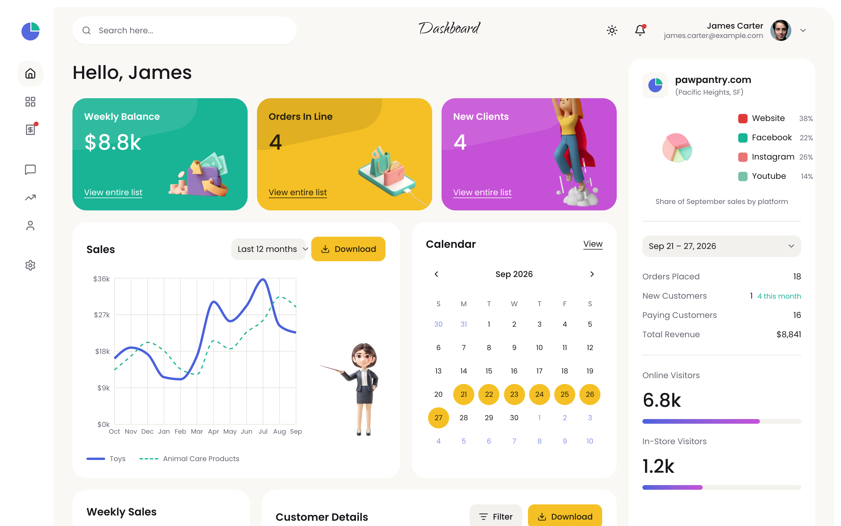 Sales web app template preview