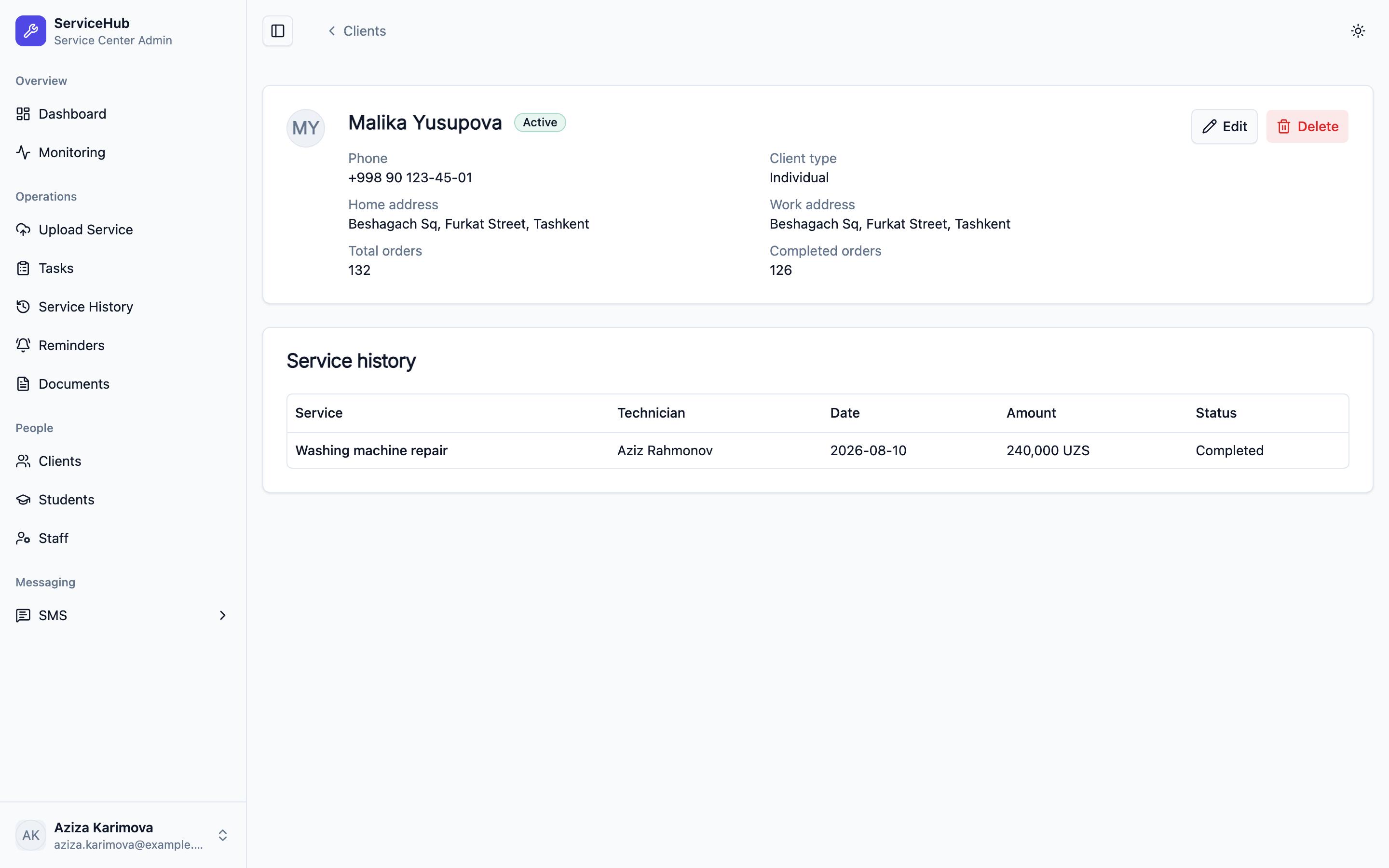 ServiceHub Admin web app template preview 2