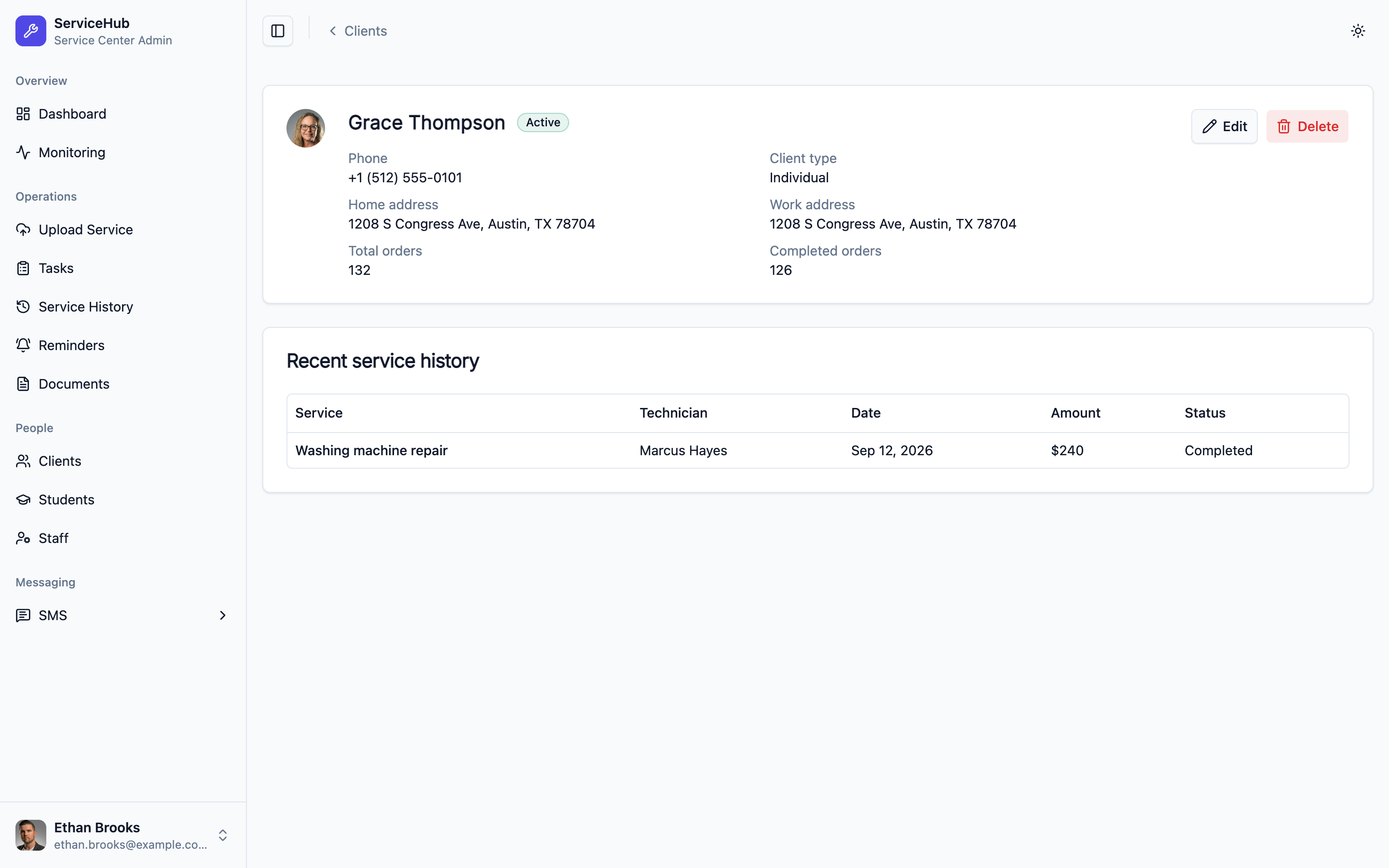 ServiceHub Admin web app template preview 2