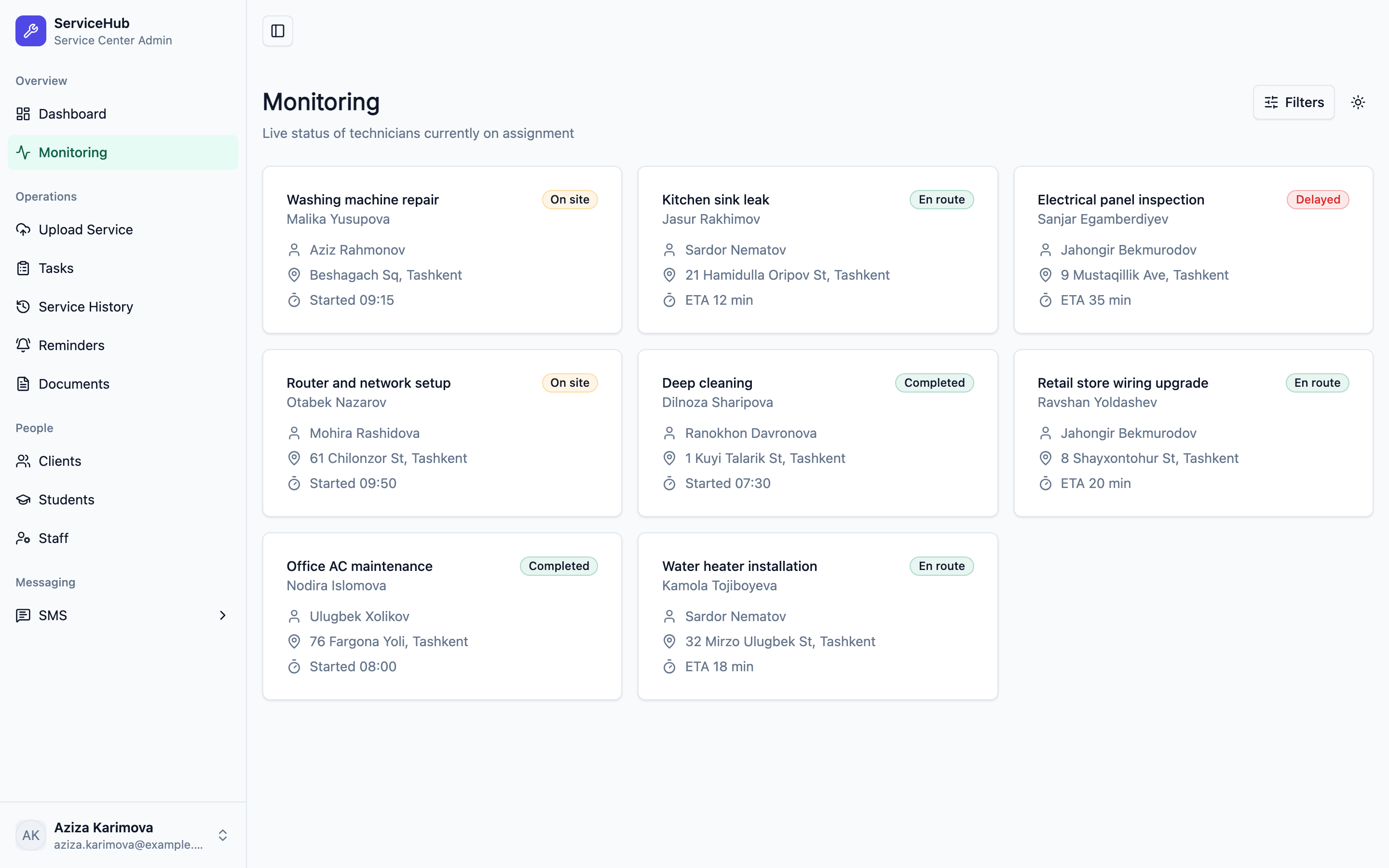 ServiceHub Admin web app template preview 3