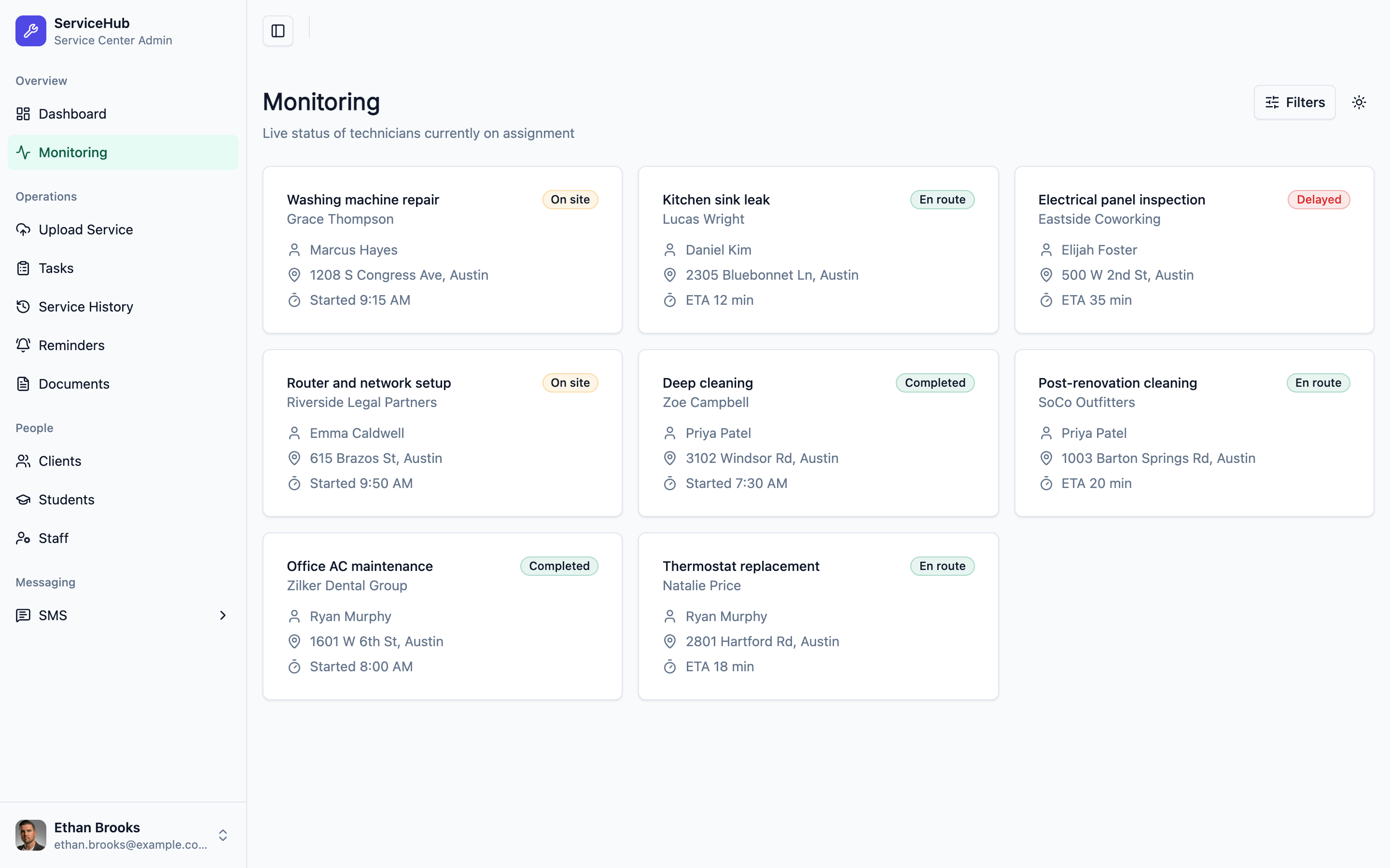 ServiceHub Admin web app template preview 3