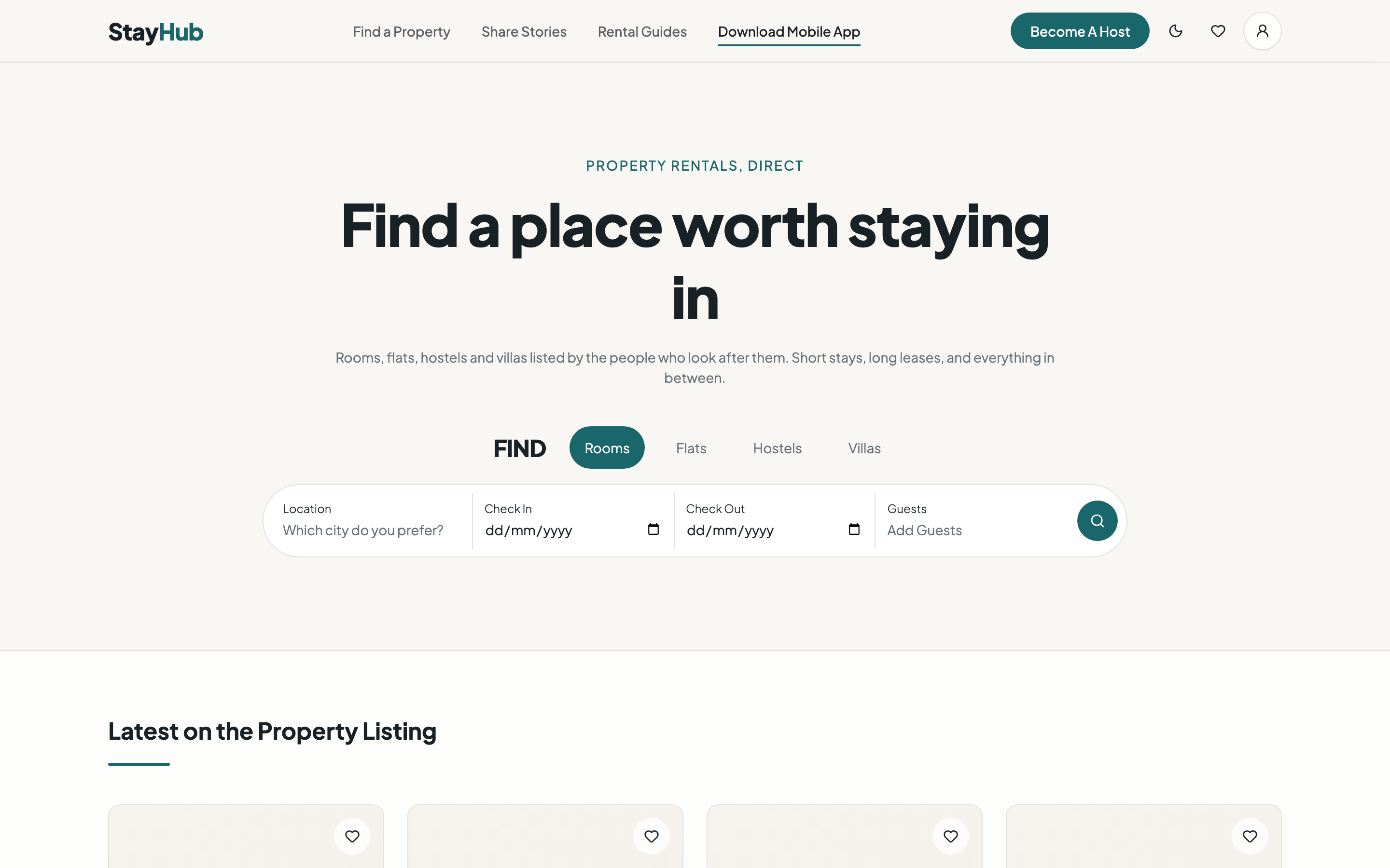 StayHub web app template preview