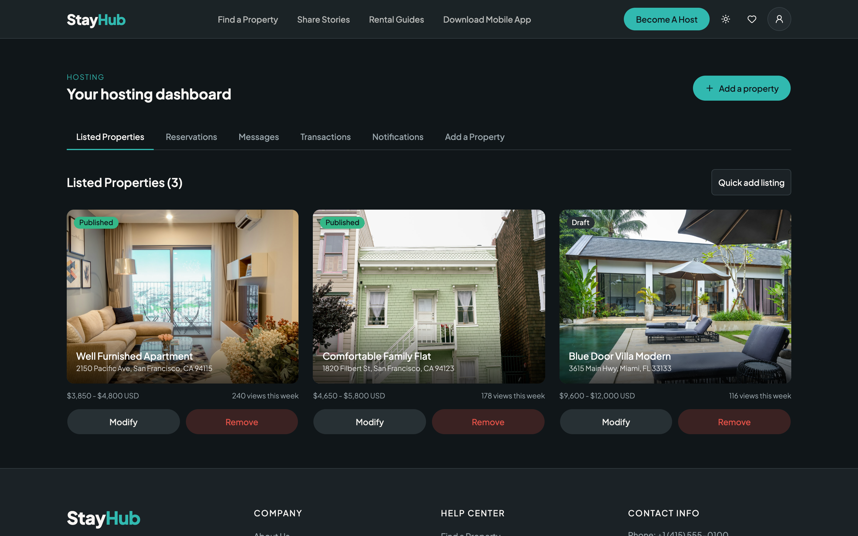 StayHub web app template preview 6
