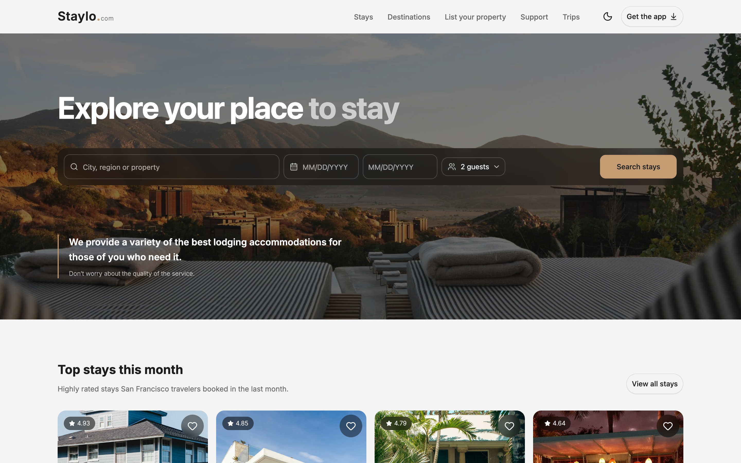 Staylo web app template preview
