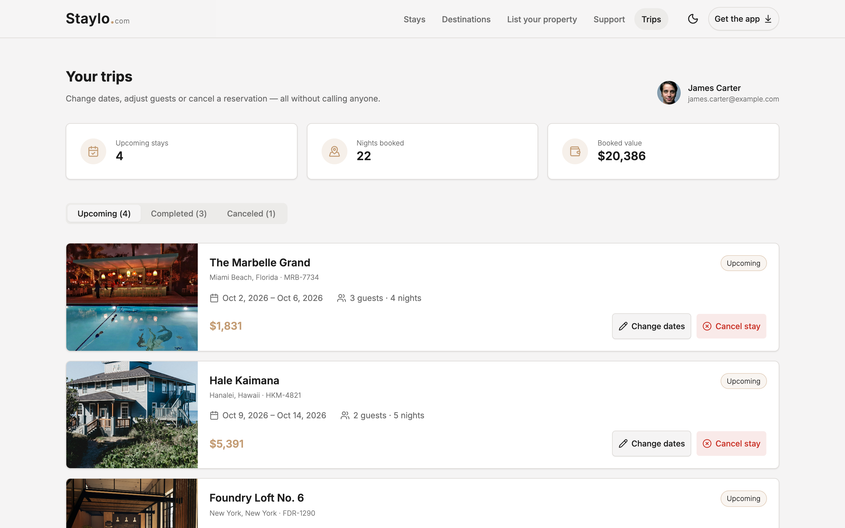 Staylo web app template preview 3