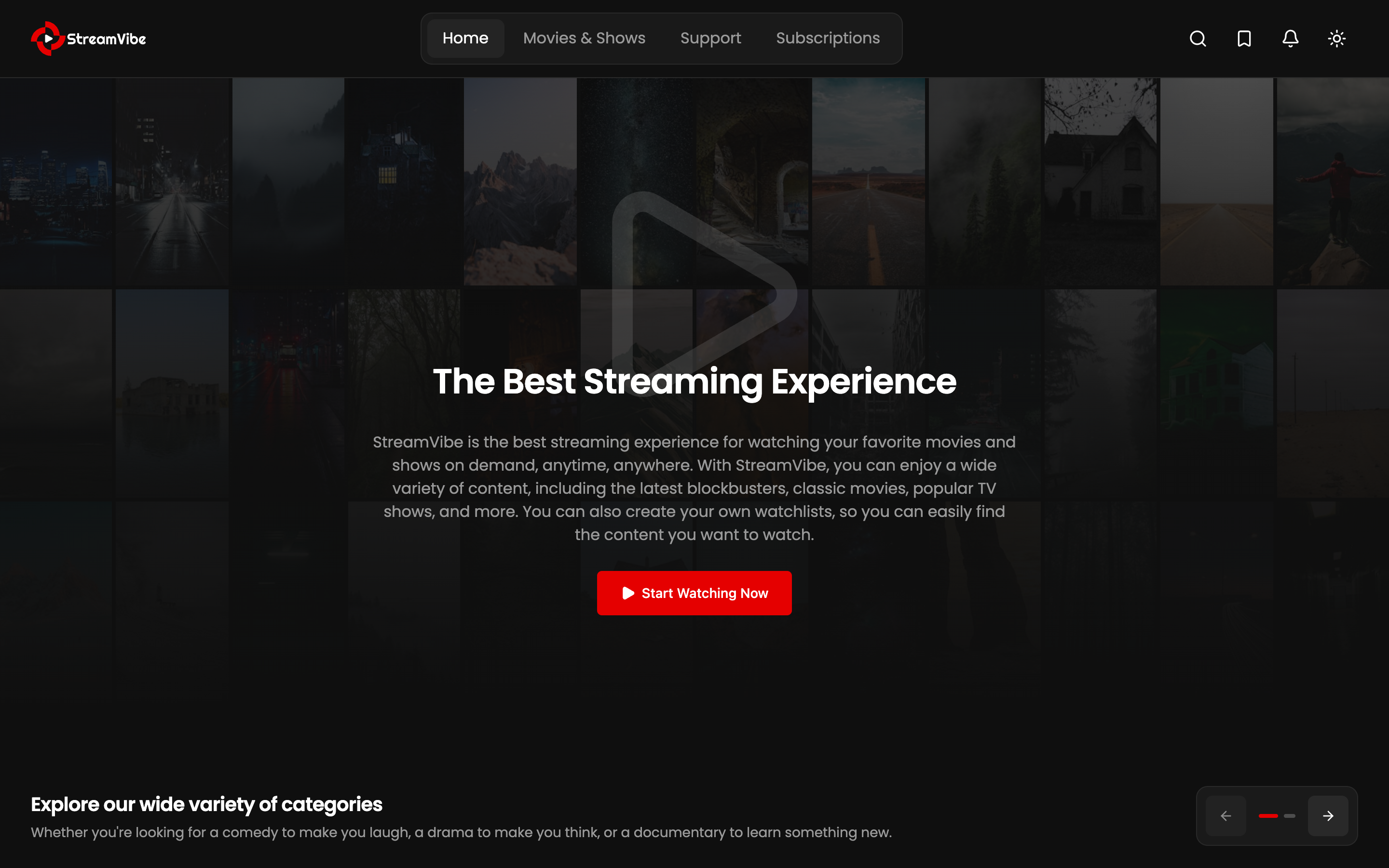 StreamVibe web app template preview 4
