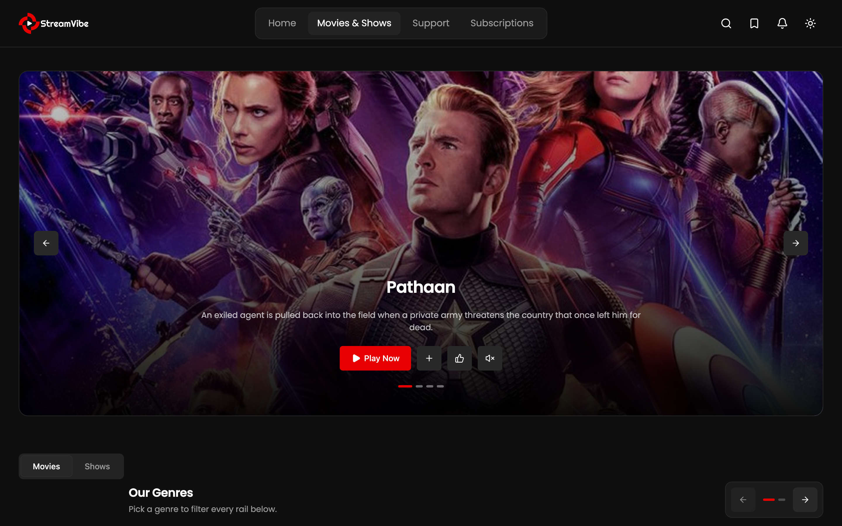 StreamVibe web app template preview 5