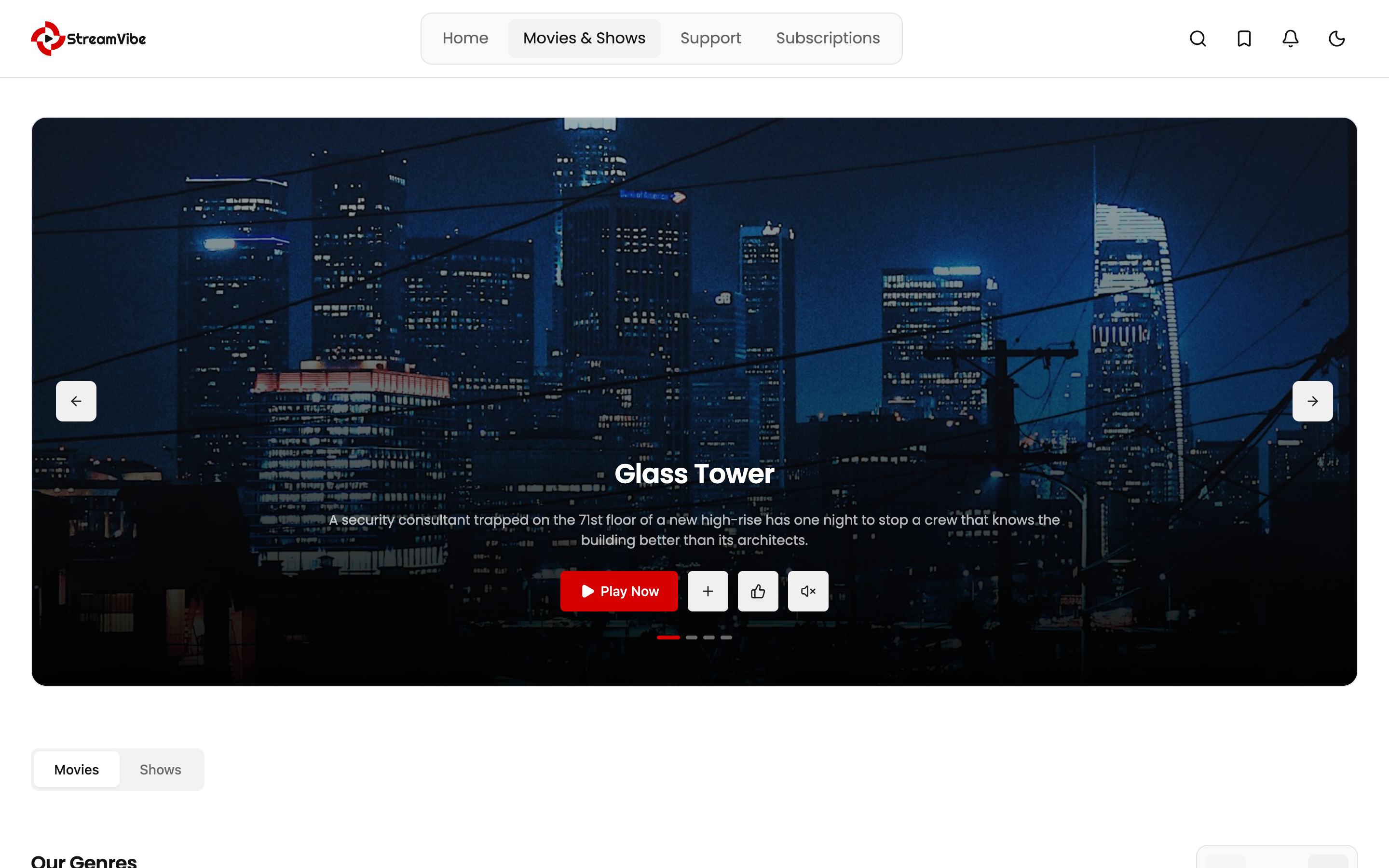 StreamVibe web app template preview 2