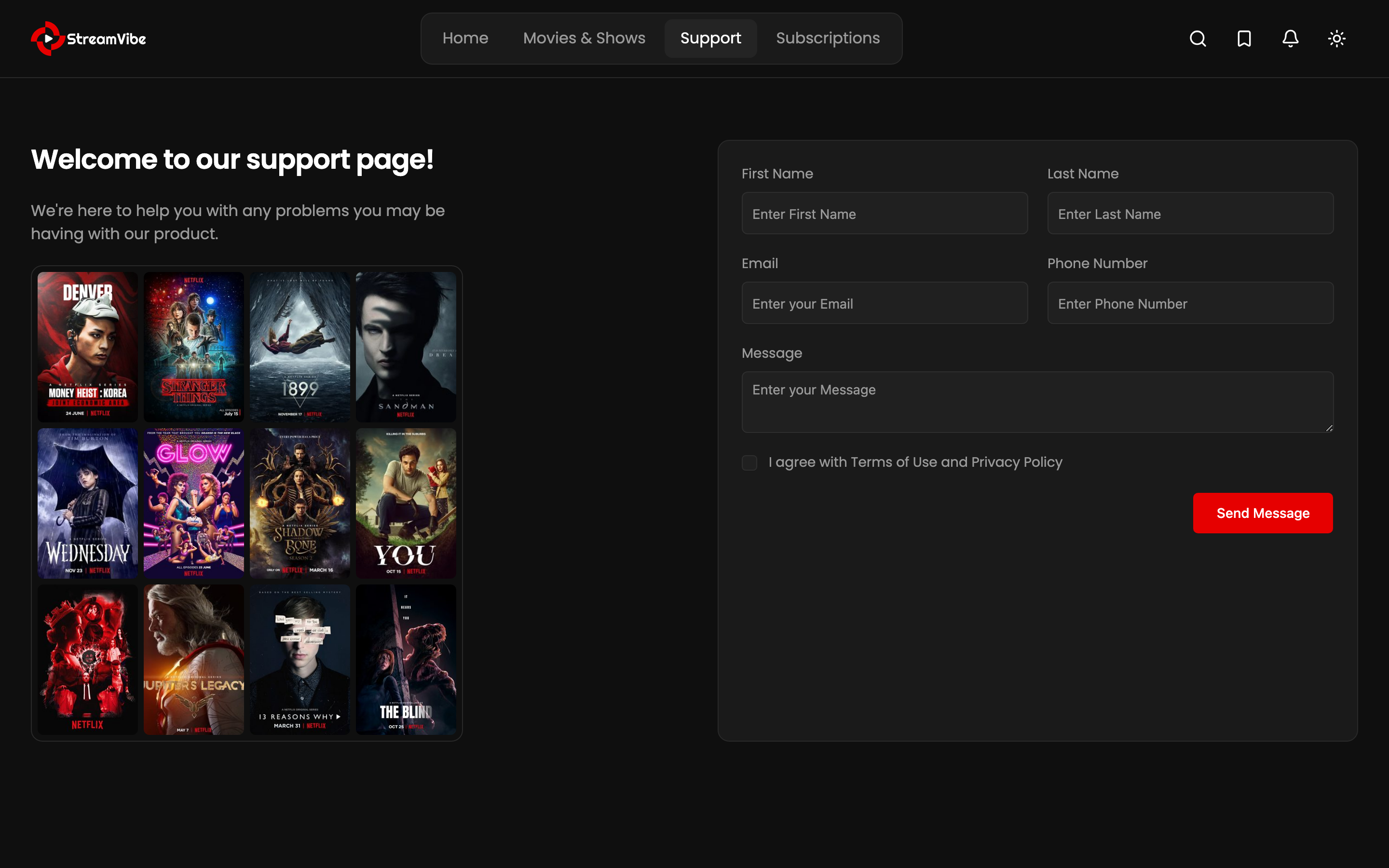 StreamVibe web app template preview 6