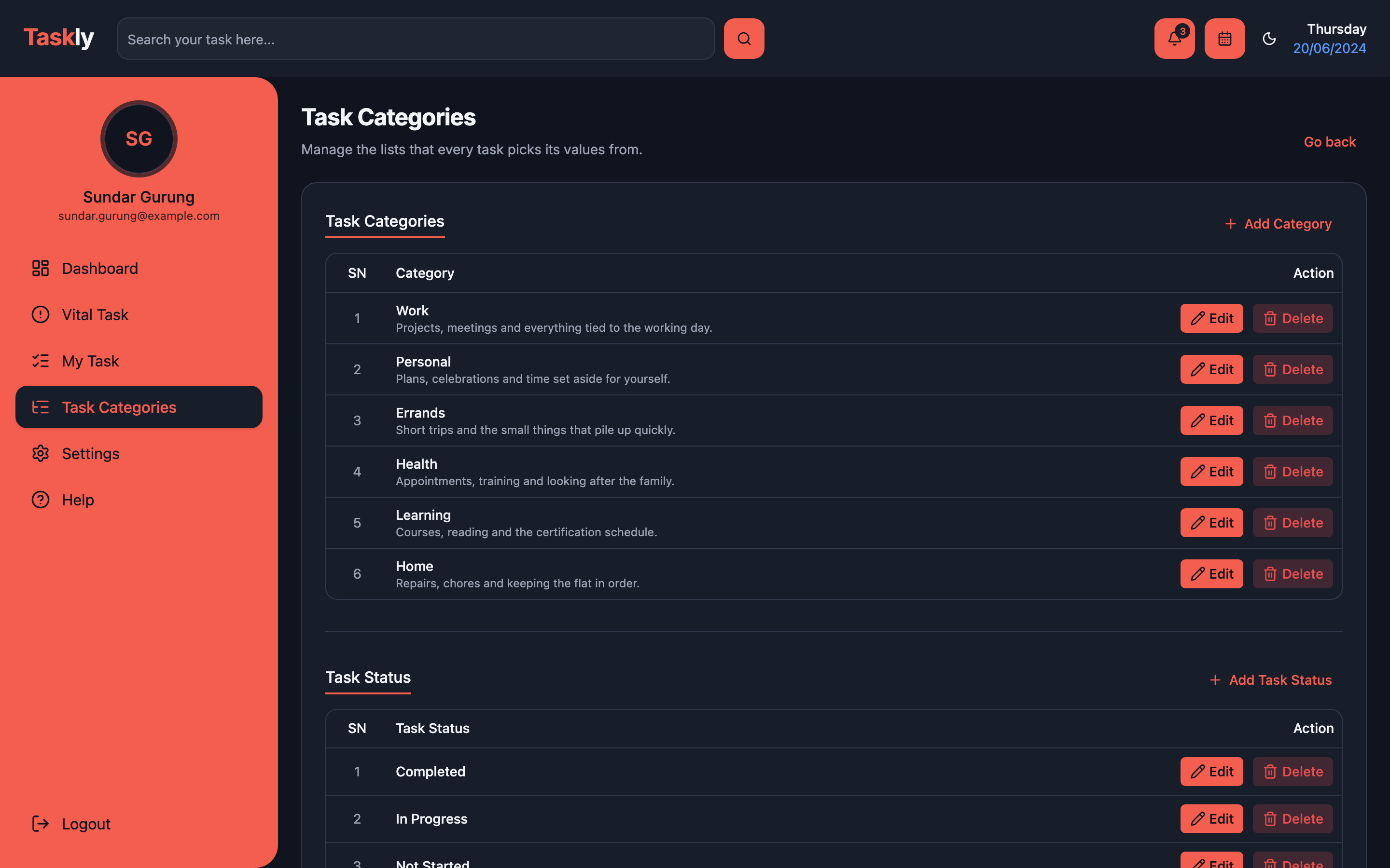 Taskly web app template preview 5