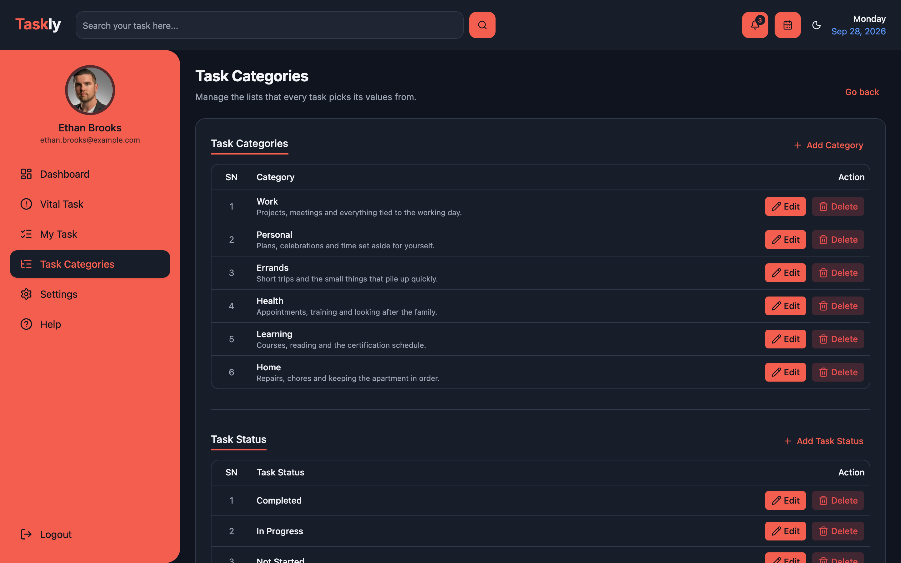 Taskly web app template preview 5
