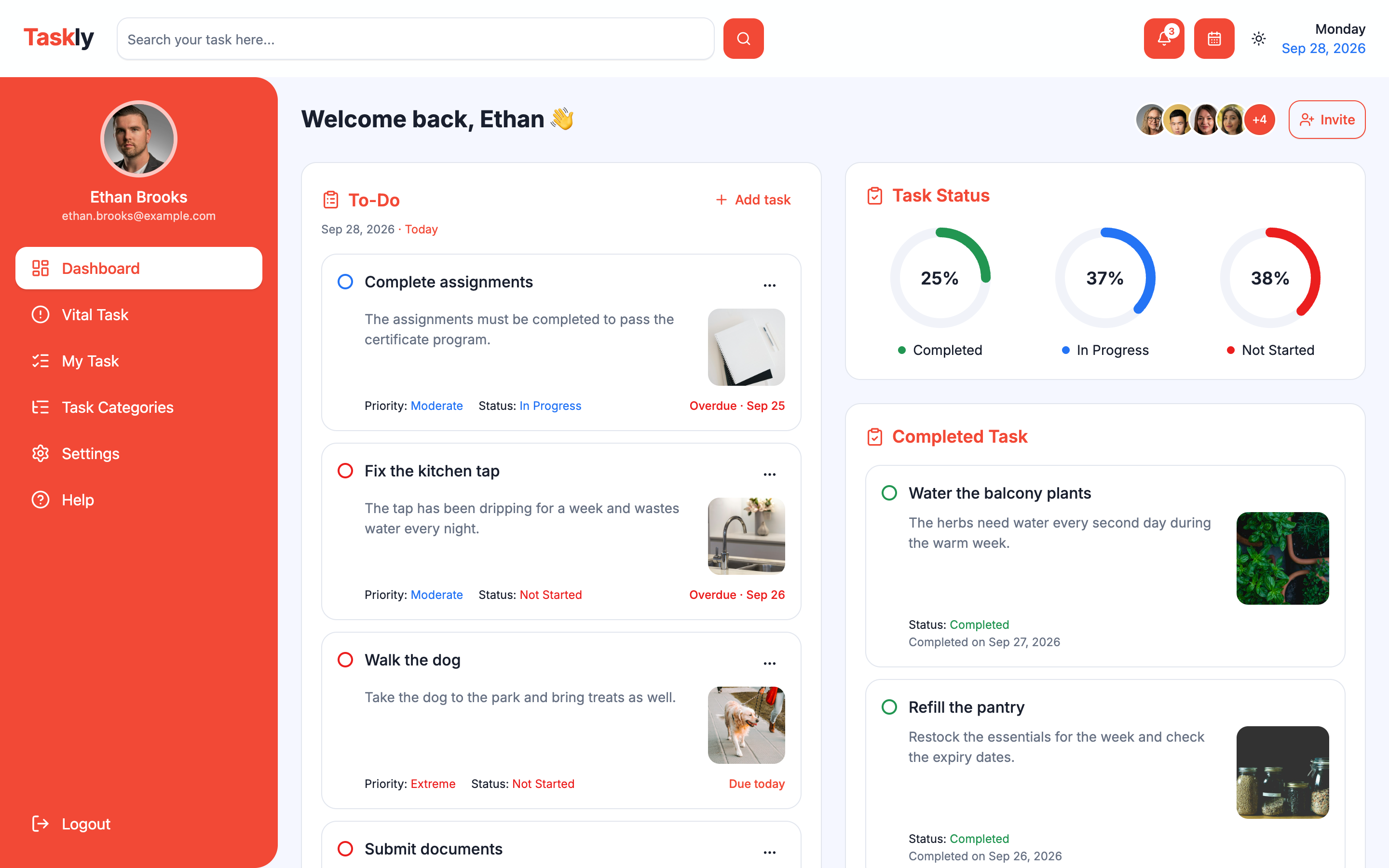 Taskly web app template preview