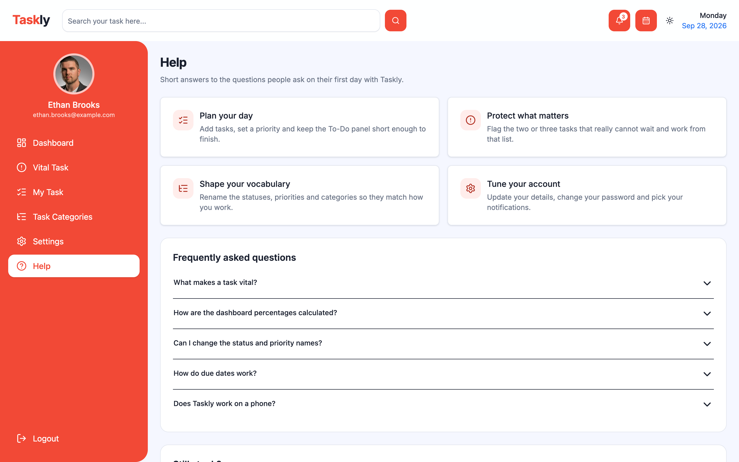 Taskly web app template preview 2