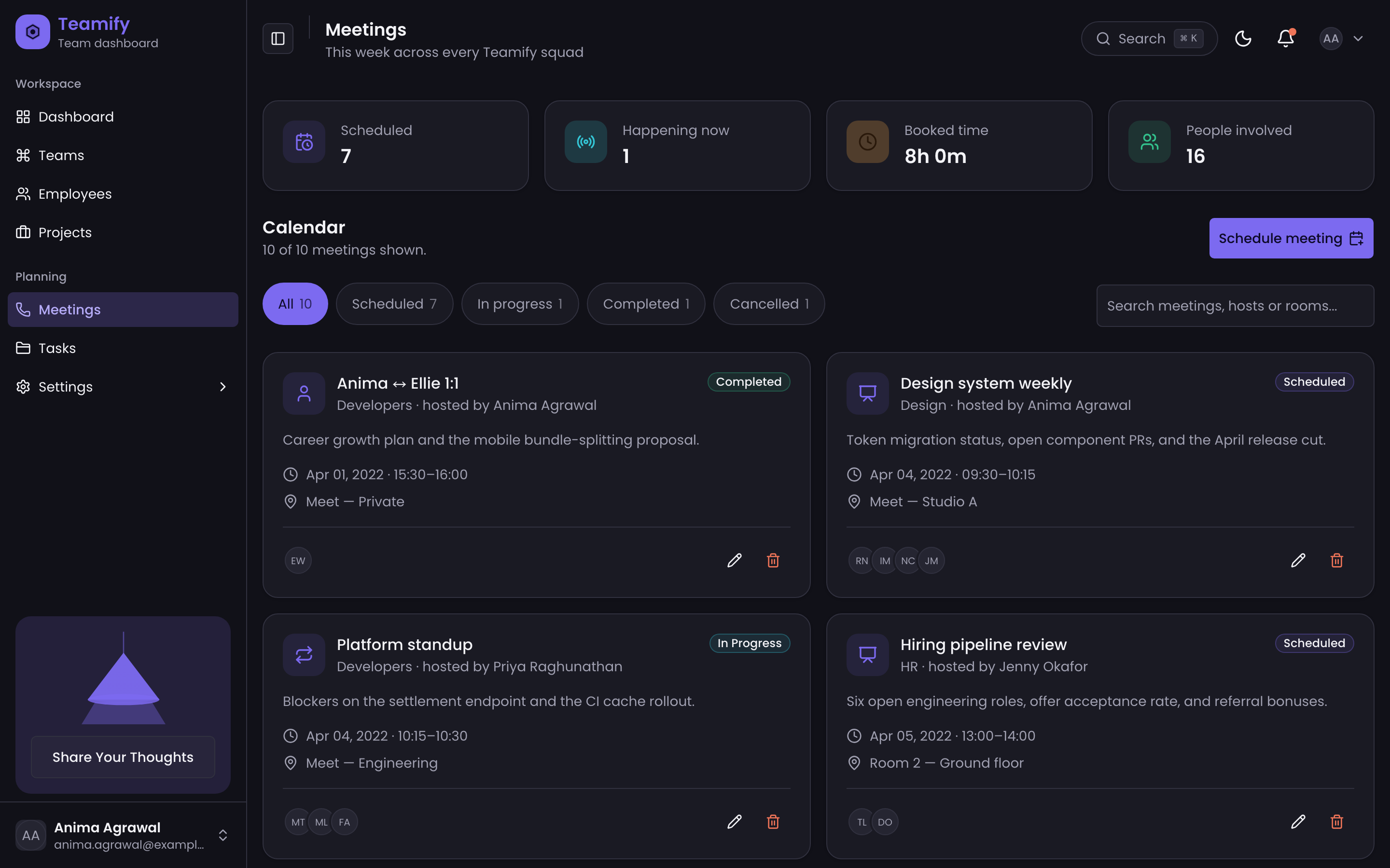 Teamify Team Dashboard web app template preview 5