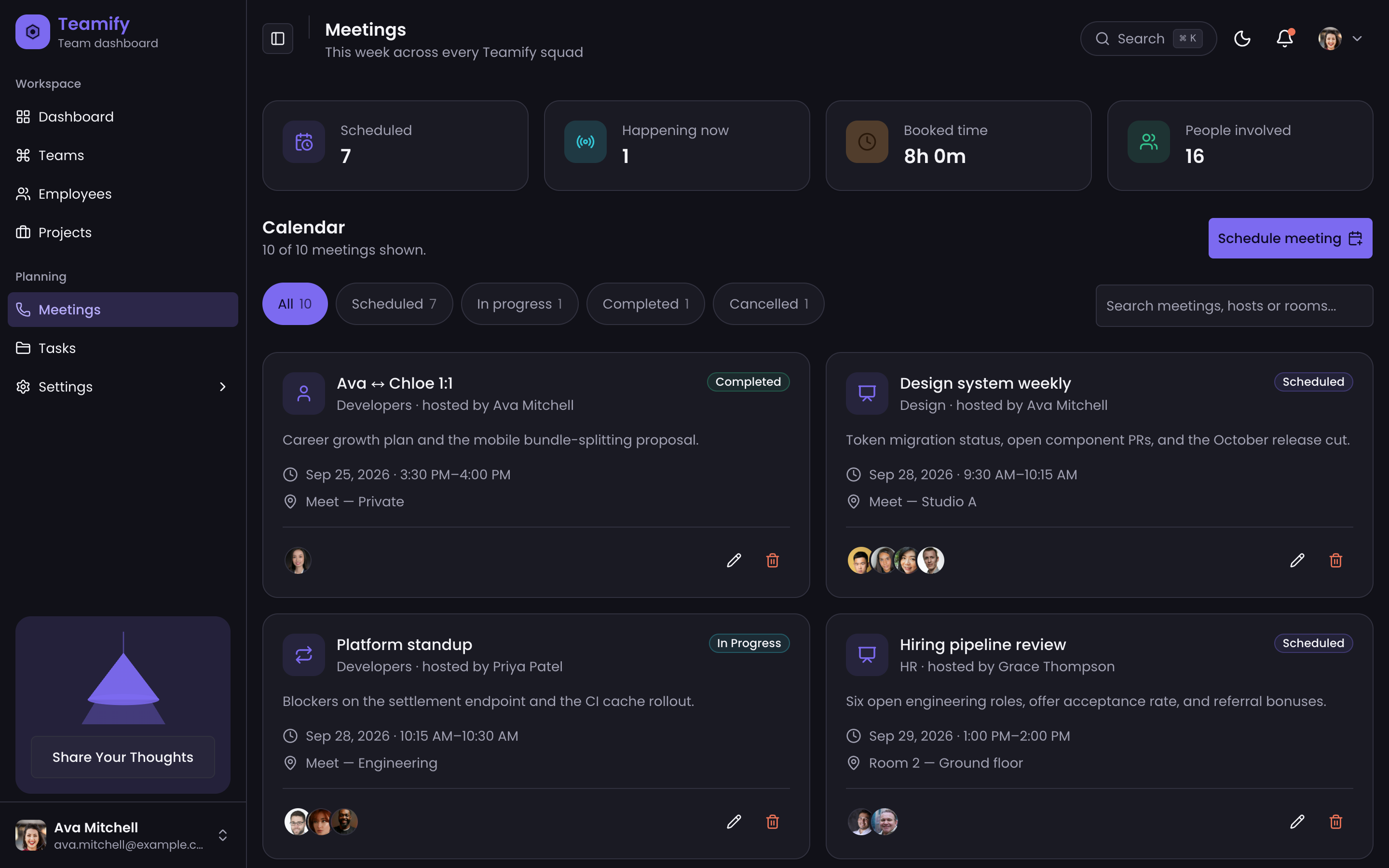 Teamify Team Dashboard web app template preview 5