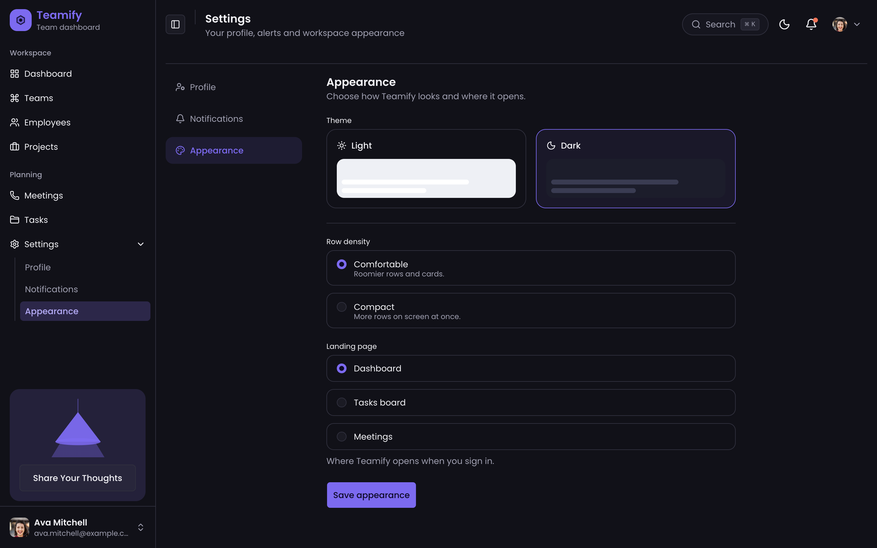 Teamify Team Dashboard web app template preview 7