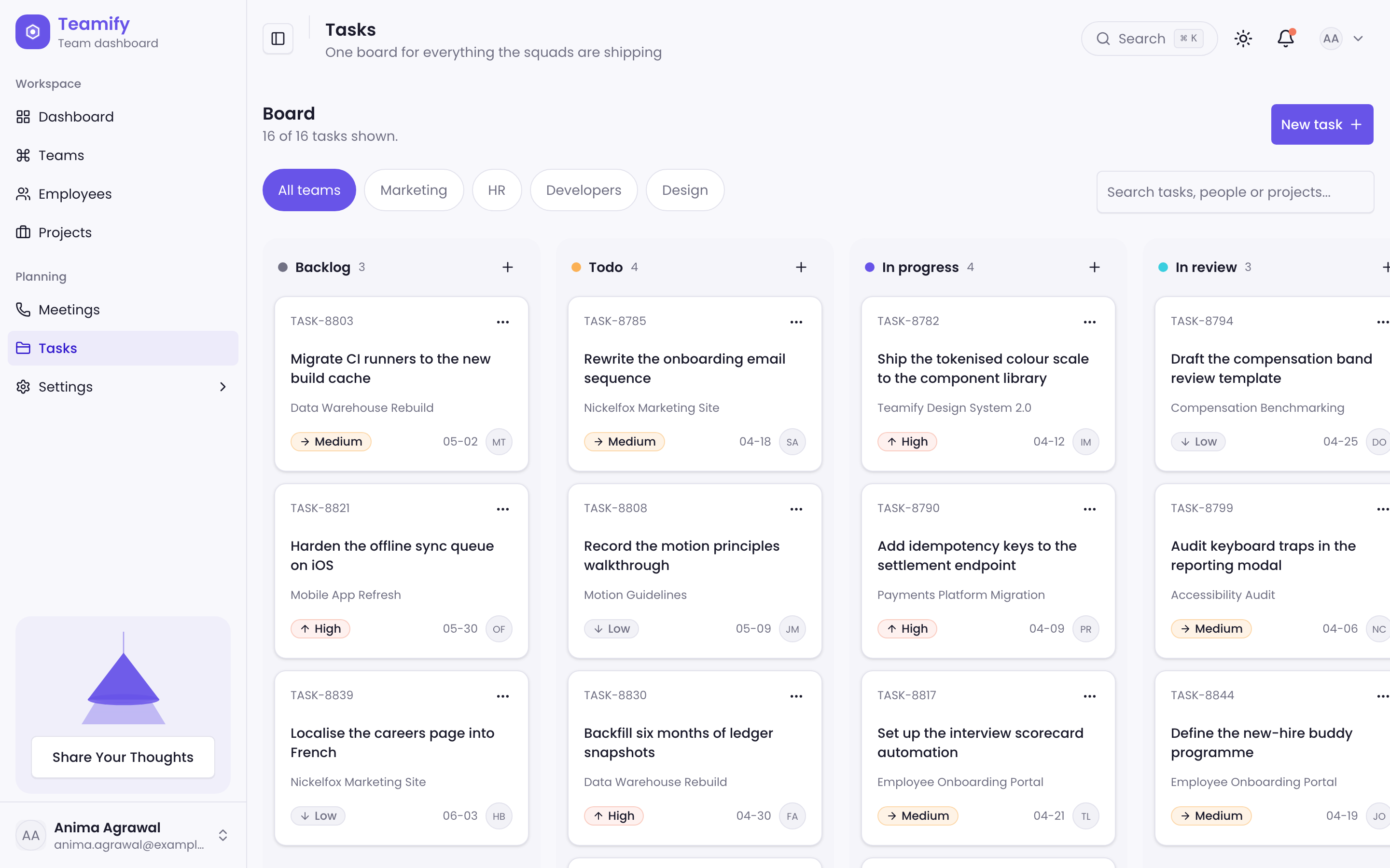 Teamify Team Dashboard web app template preview 2