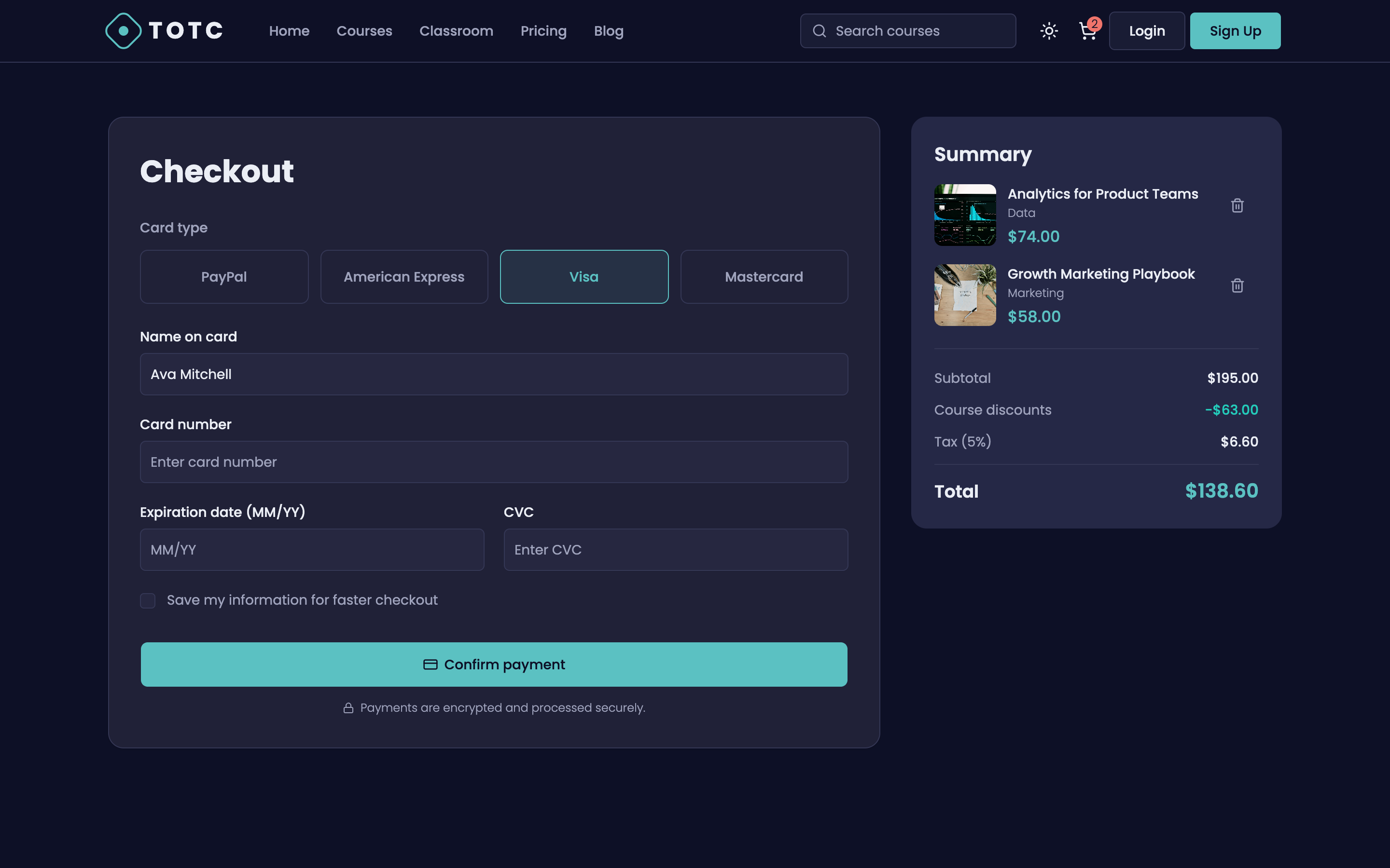 TOTC — Virtual Classrooms web app template preview 6