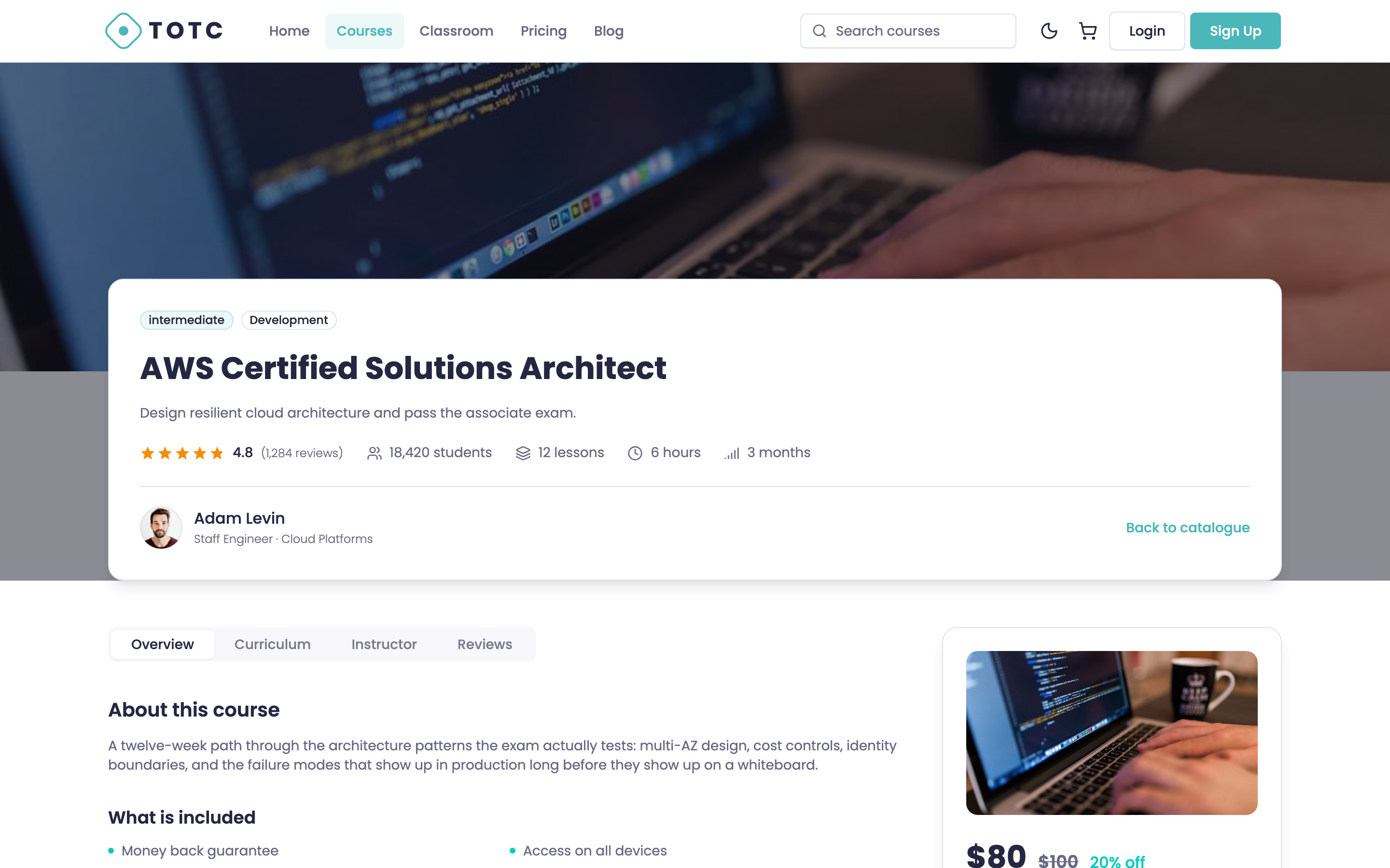TOTC — Virtual Classrooms web app template preview 2