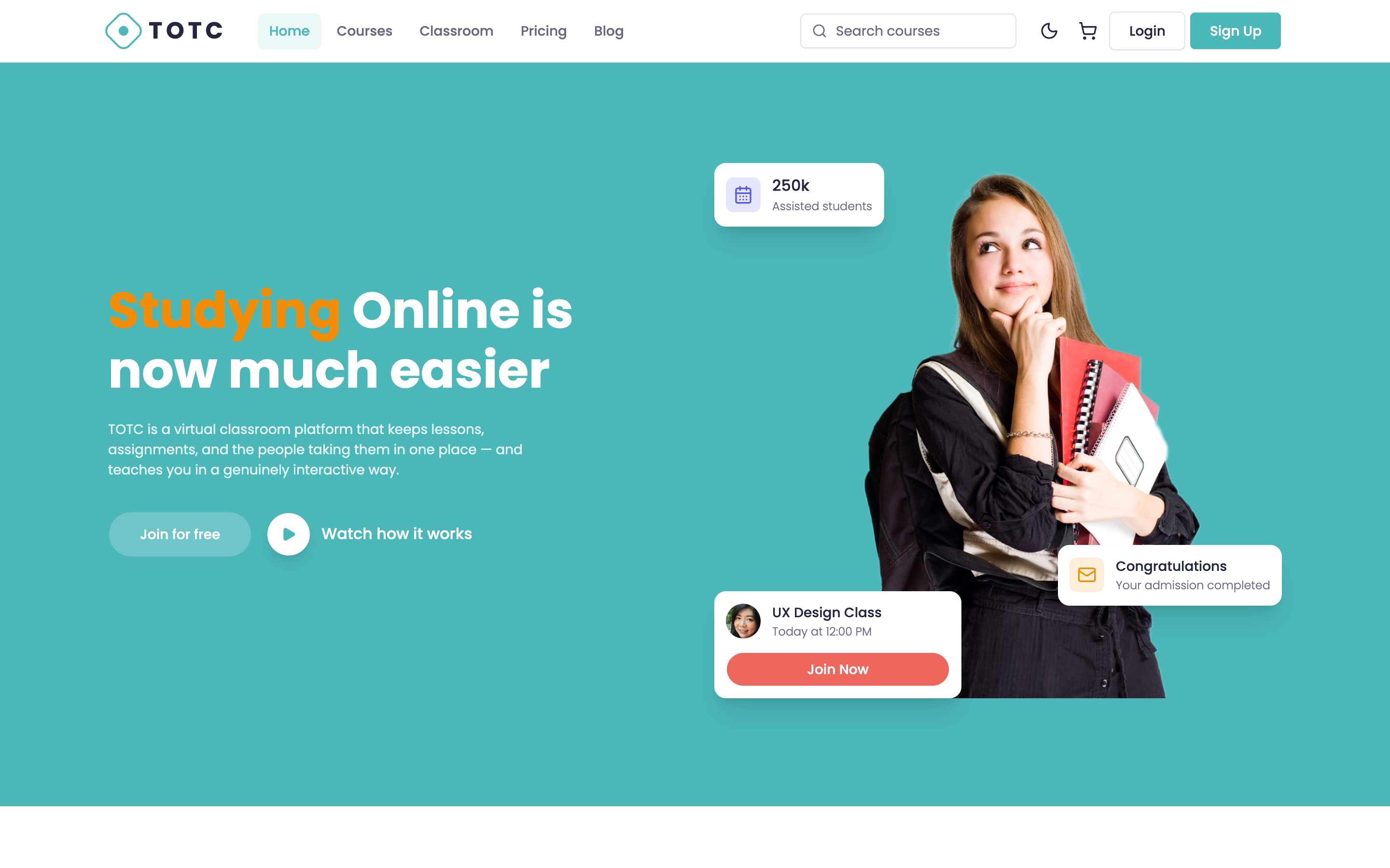 TOTC — Virtual Classrooms web app template preview