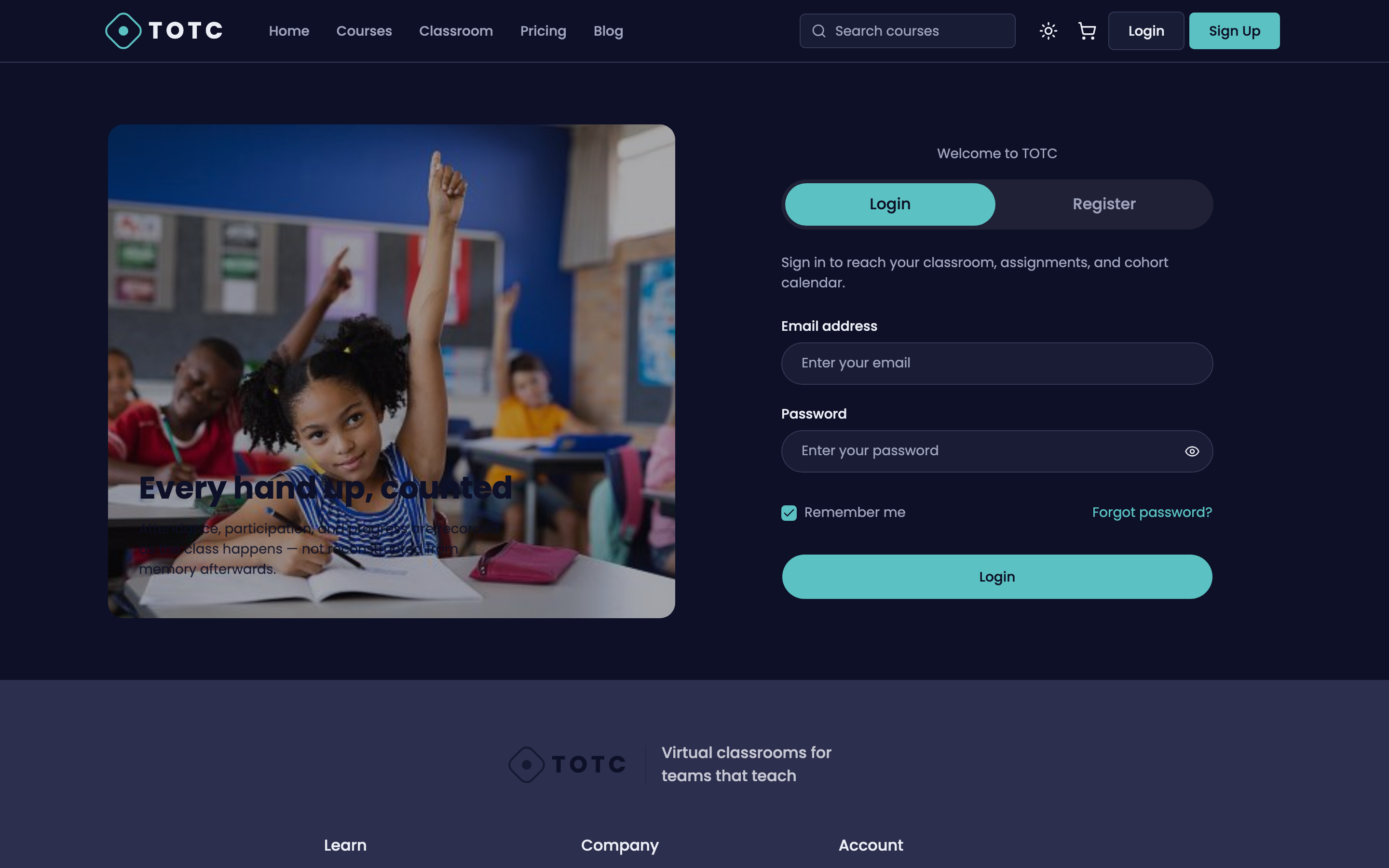 TOTC — Virtual Classrooms web app template preview 7