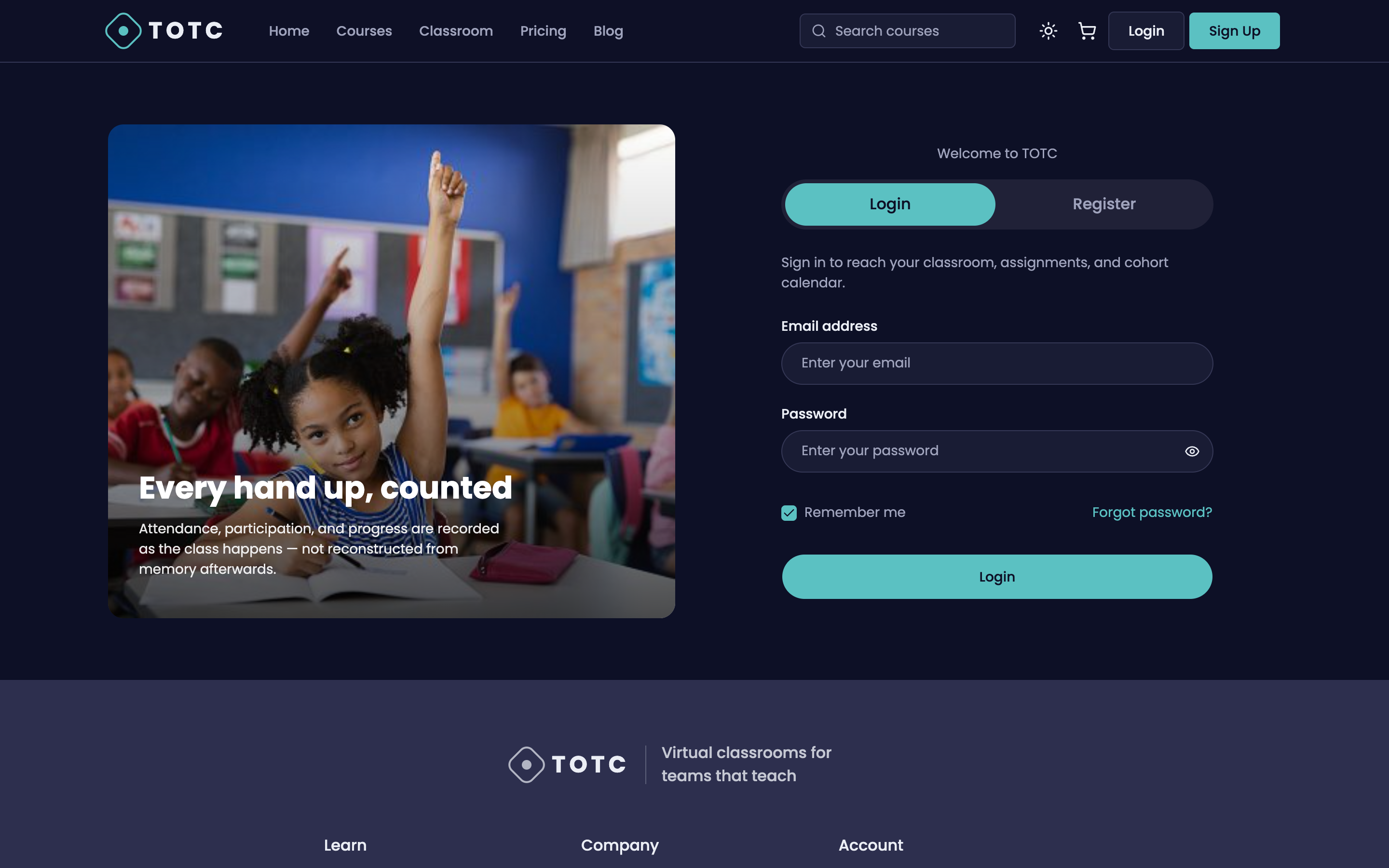 TOTC — Virtual Classrooms web app template preview 7