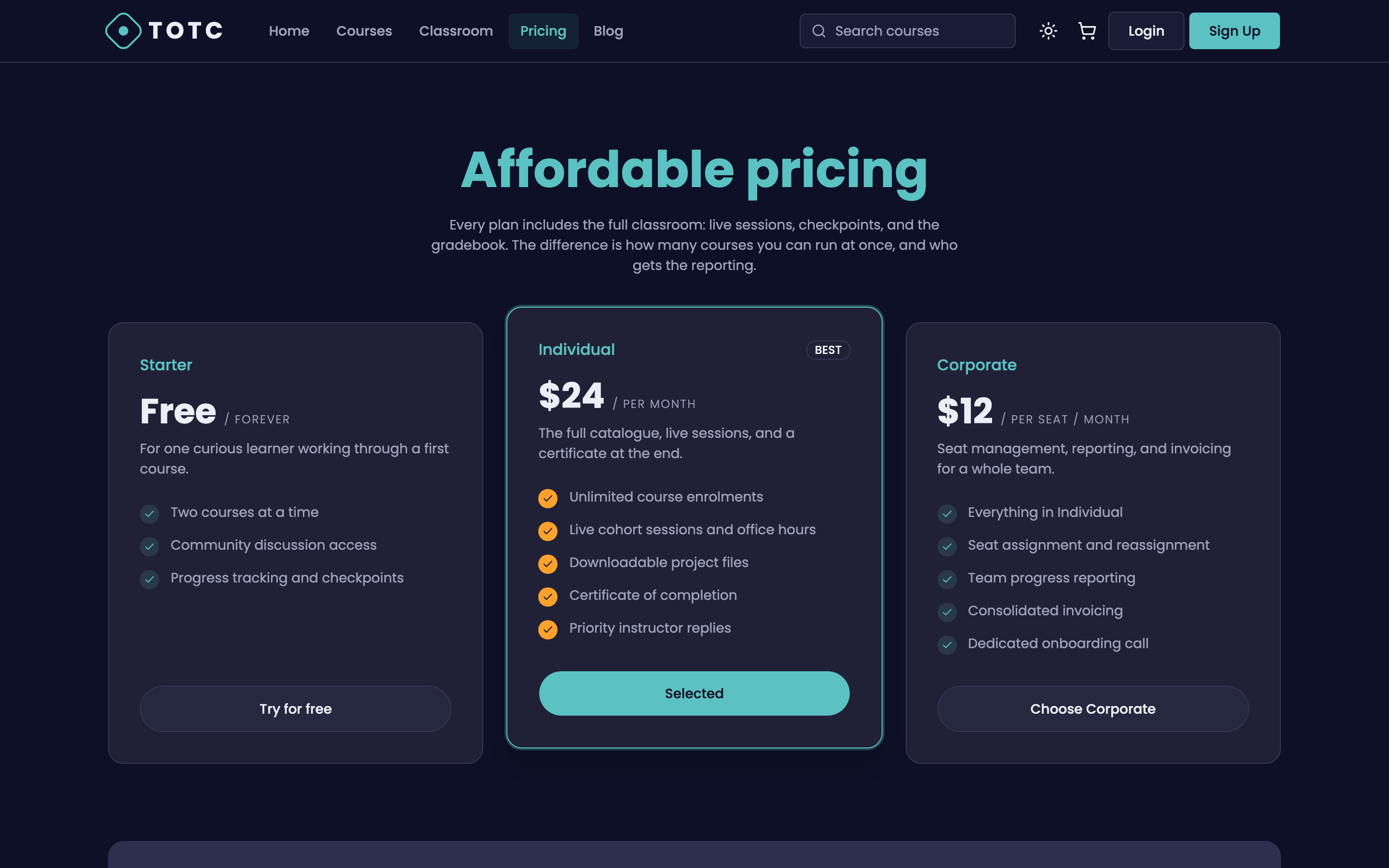 TOTC — Virtual Classrooms web app template preview 8