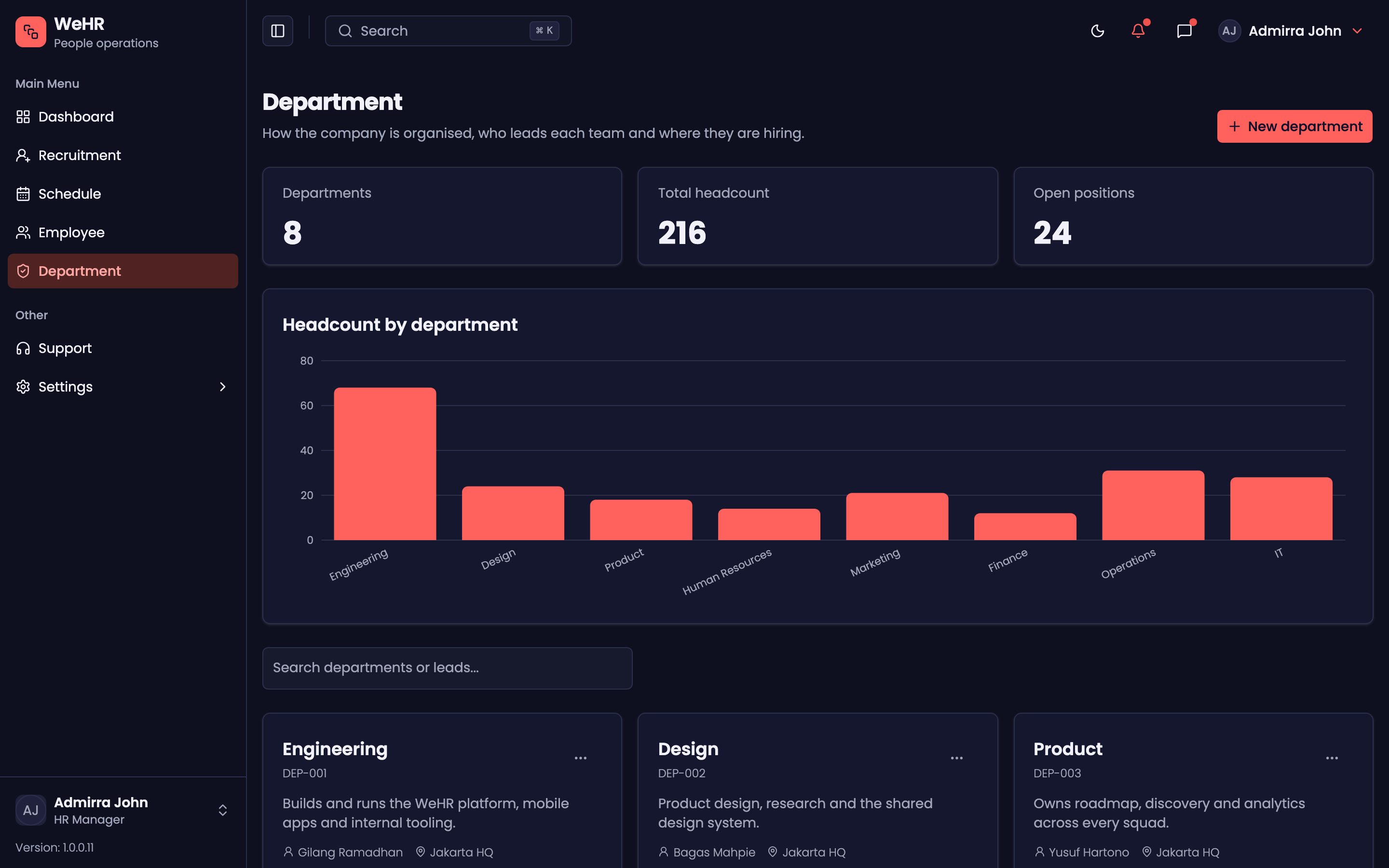 WeHR — People Operations web app template preview 5