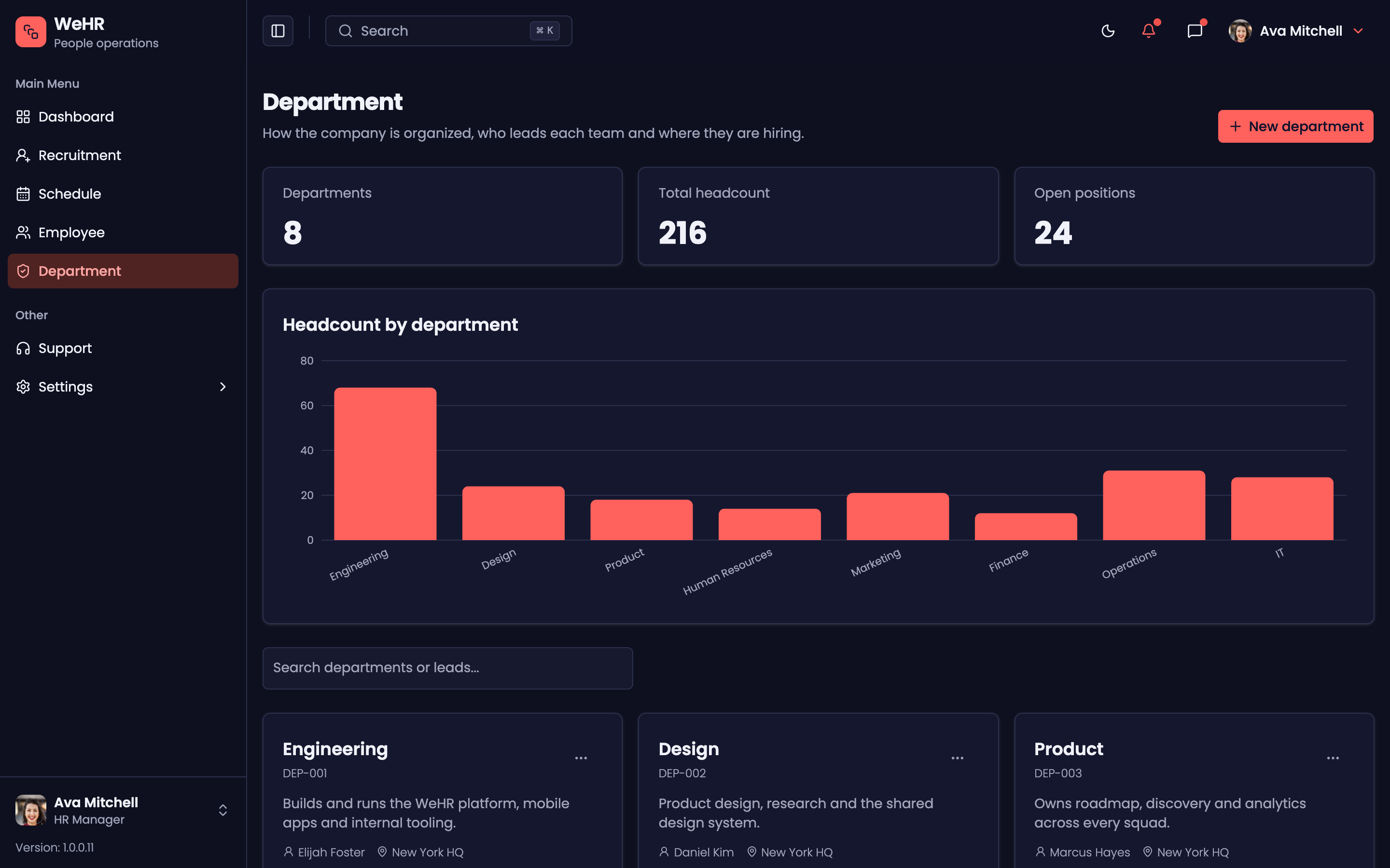 WeHR — People Operations web app template preview 5