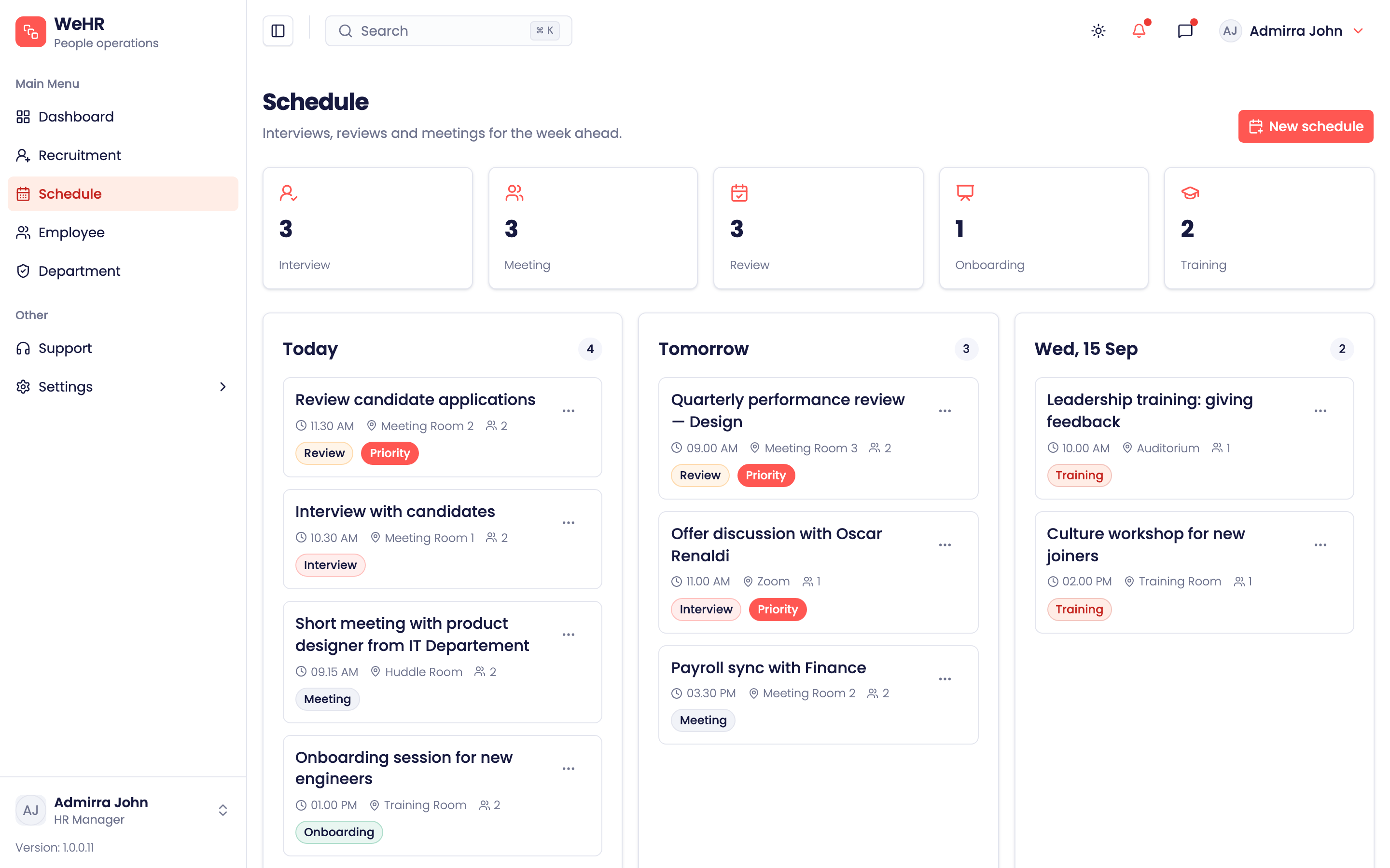 WeHR — People Operations web app template preview 3