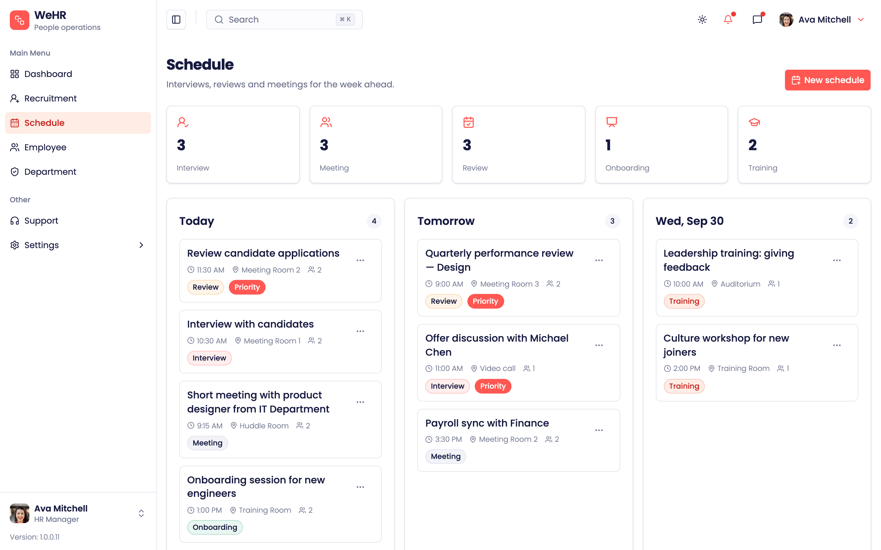 WeHR — People Operations web app template preview 3