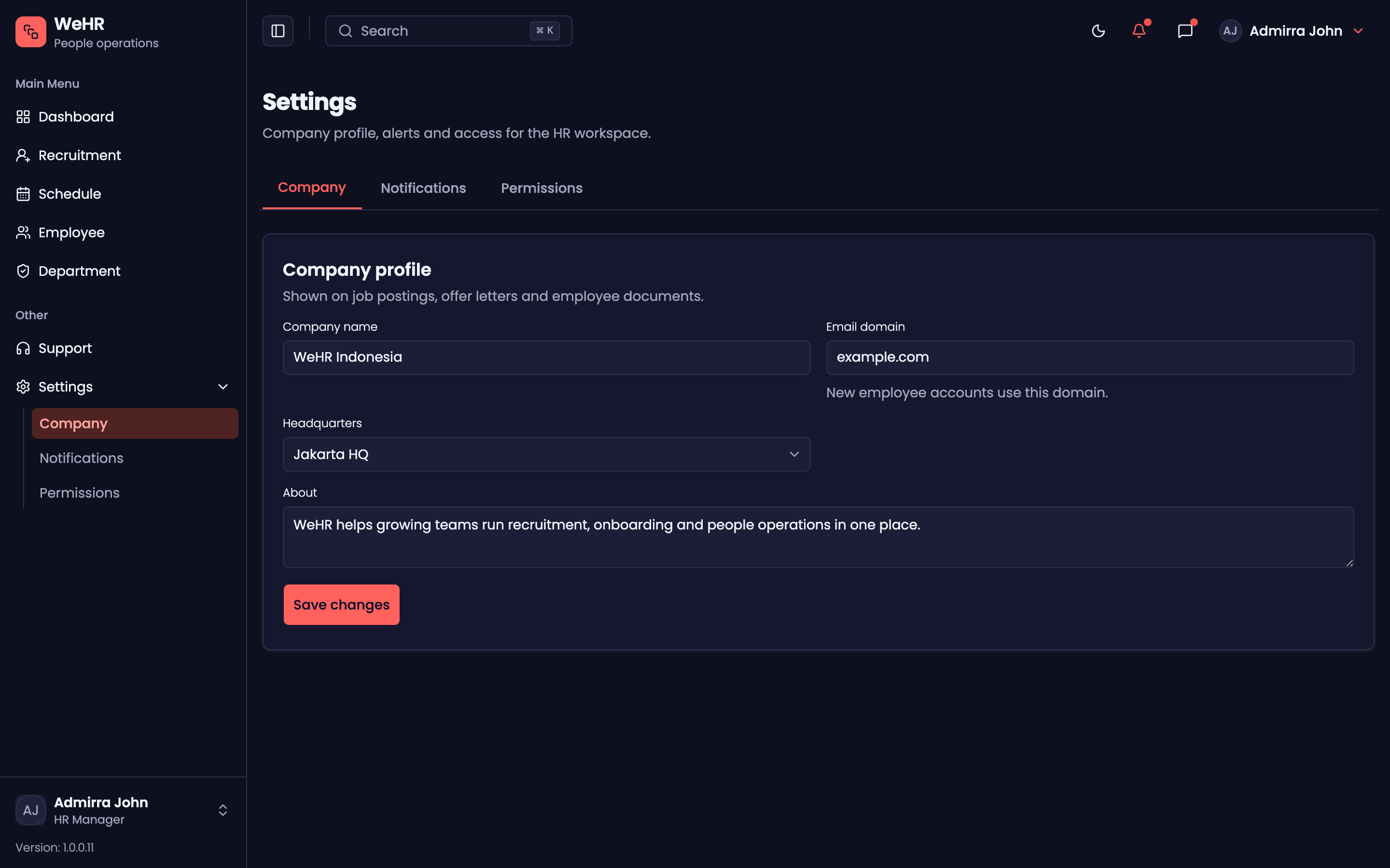 WeHR — People Operations web app template preview 7