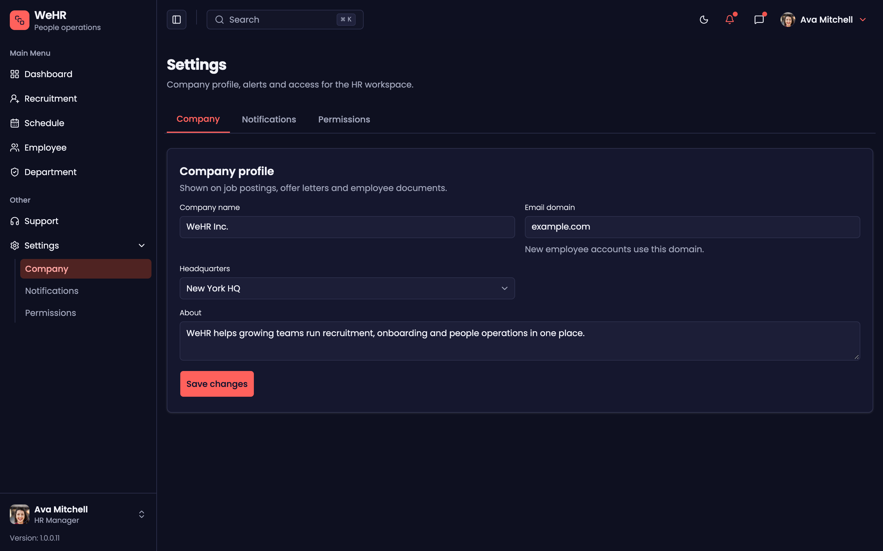 WeHR — People Operations web app template preview 7