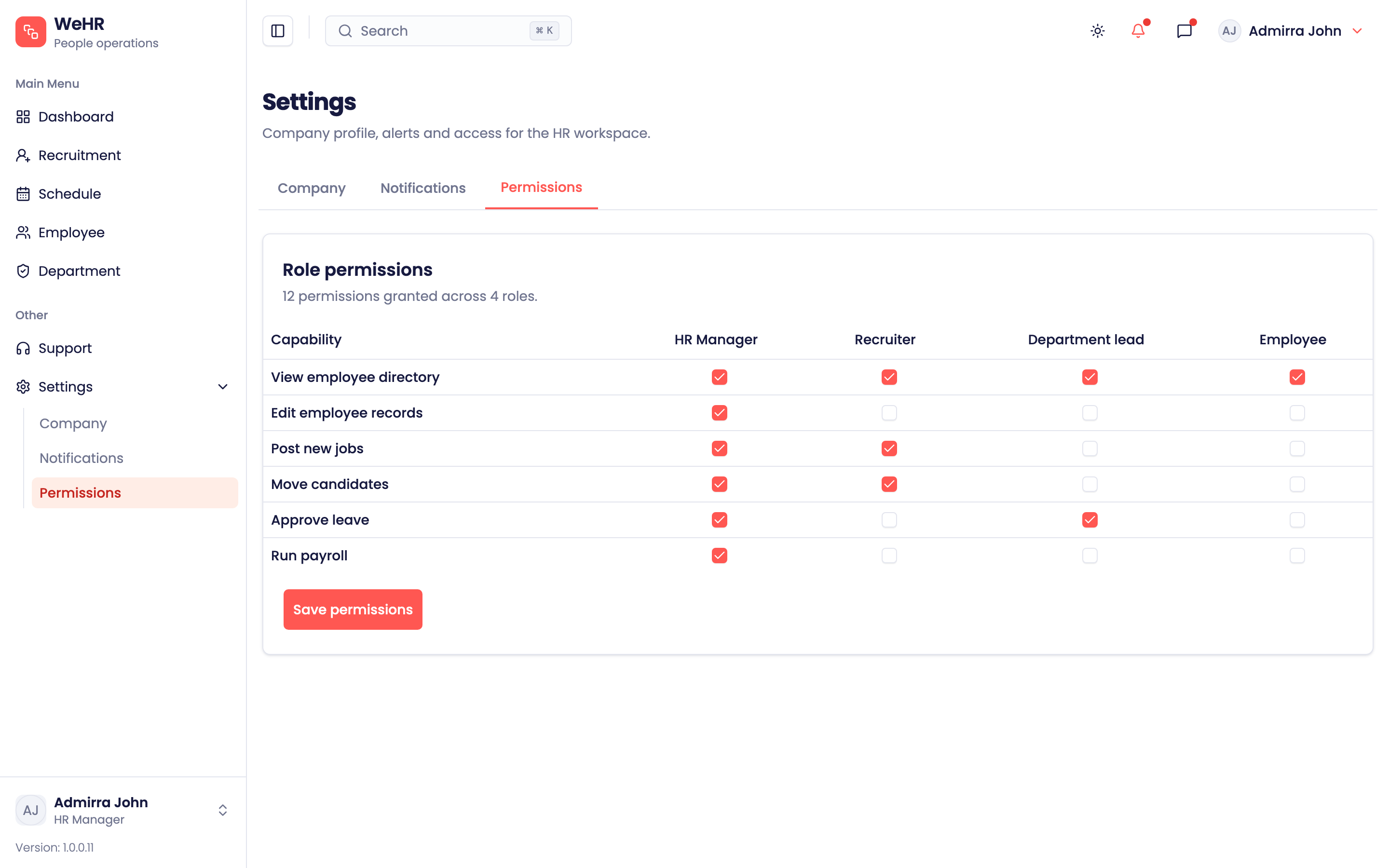 WeHR — People Operations web app template preview 4