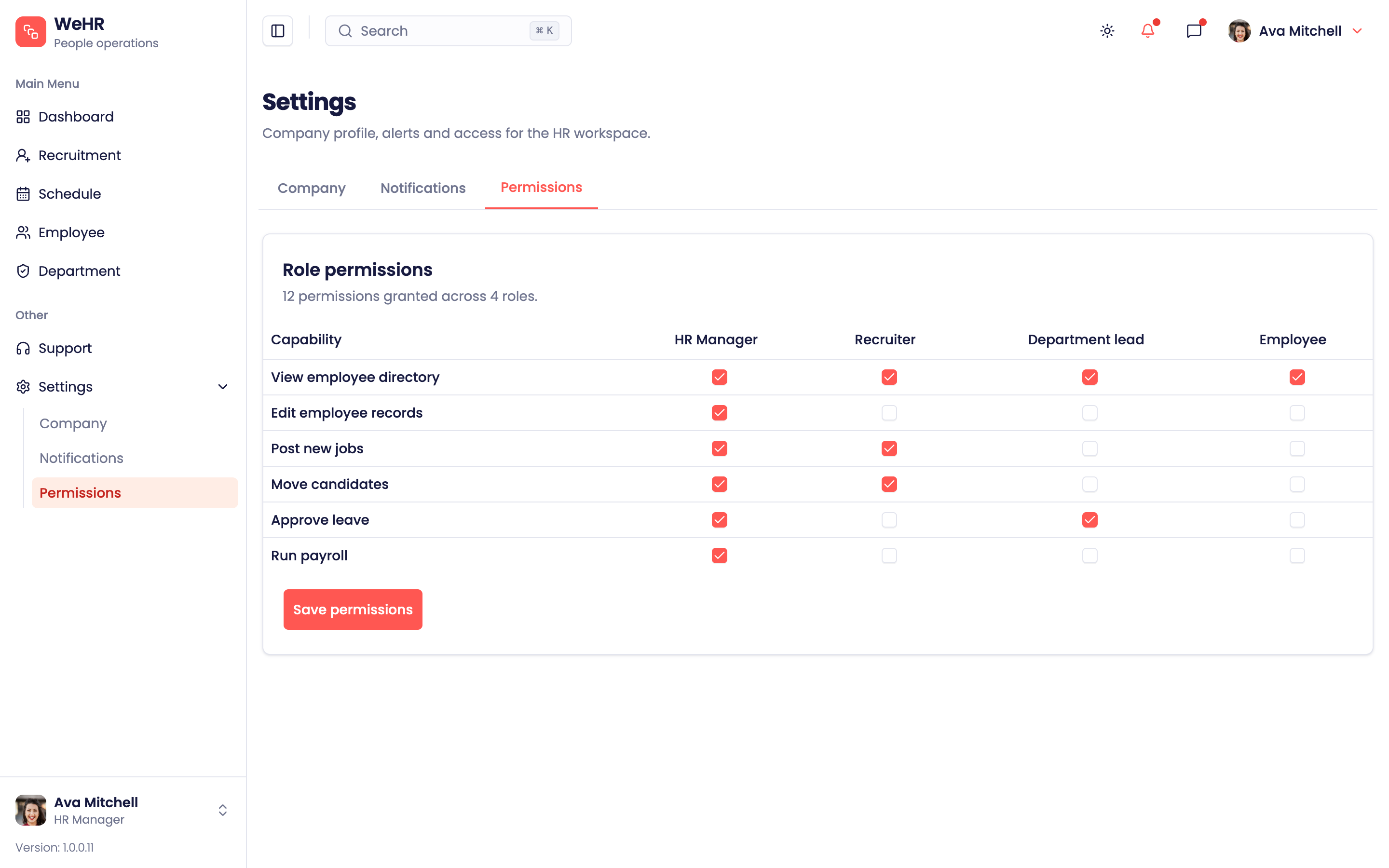 WeHR — People Operations web app template preview 4