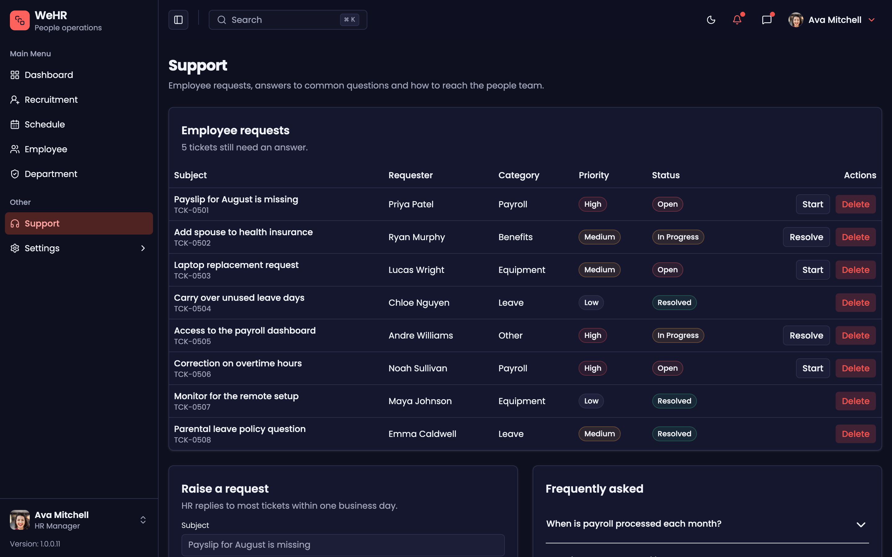 WeHR — People Operations web app template preview 8