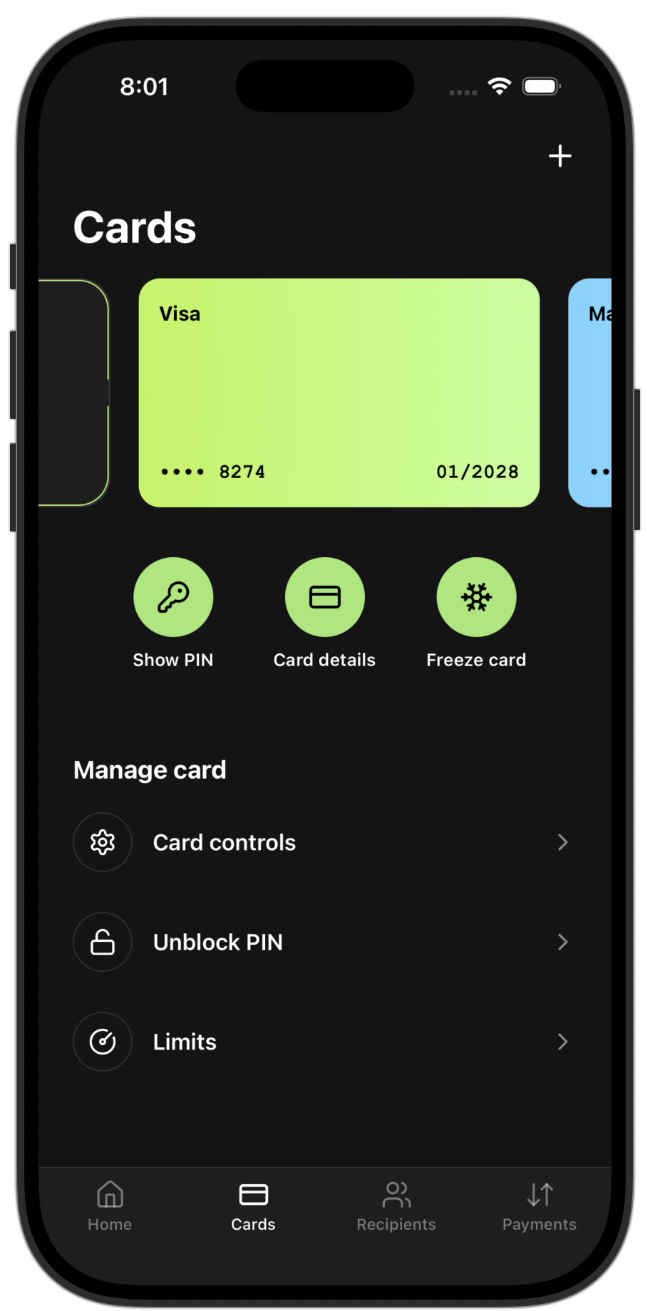 Wallet app template — screen 2
