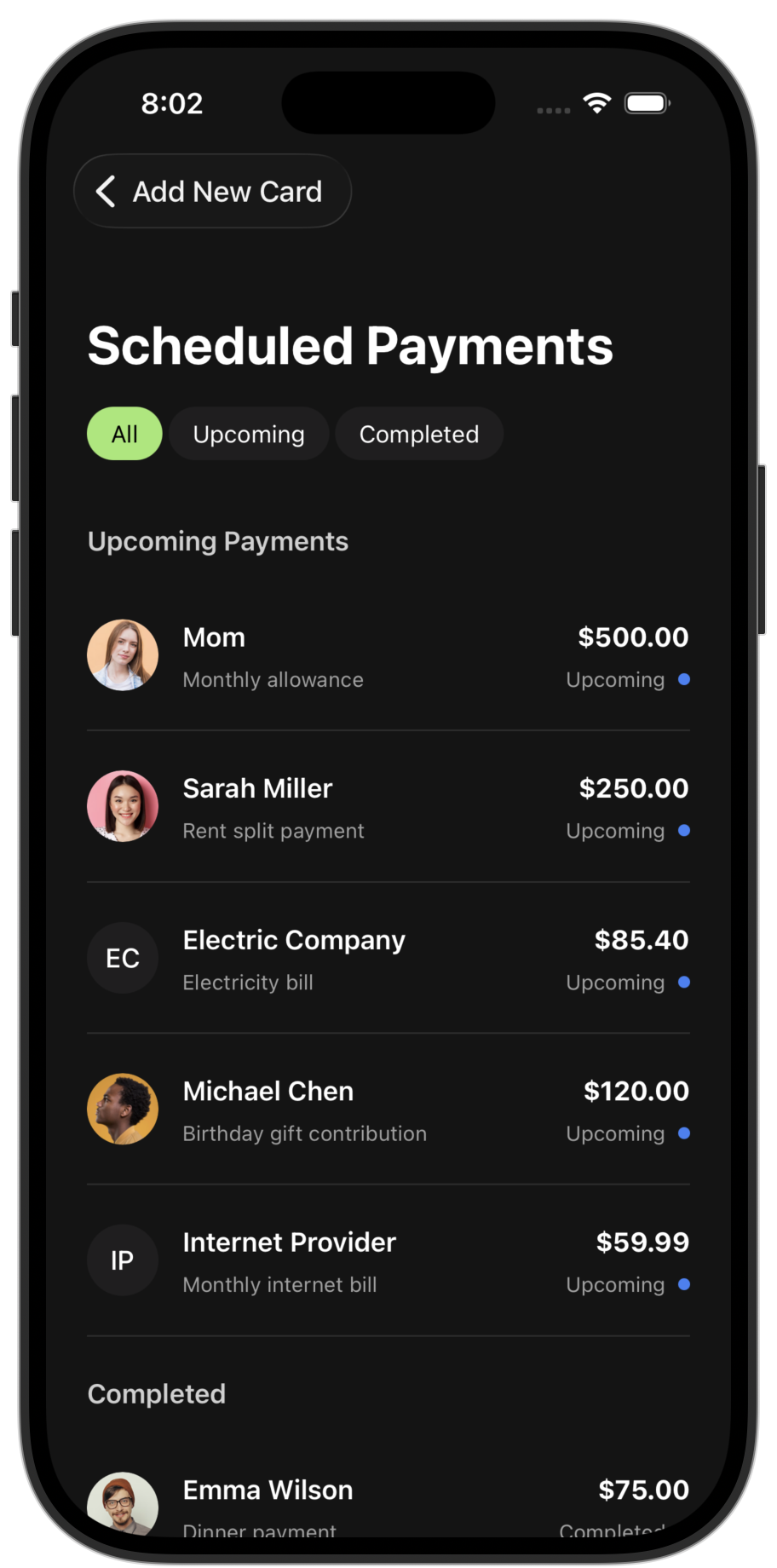 Wallet app template — screen 8