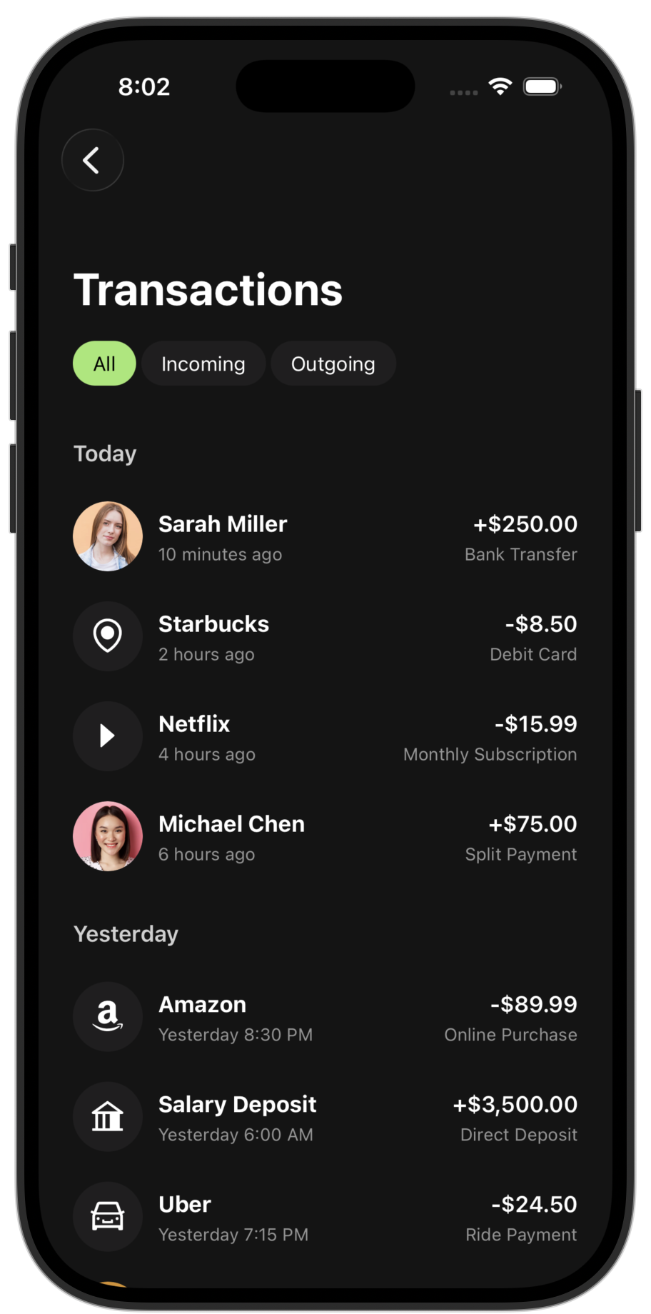 Wallet app template — screen 6