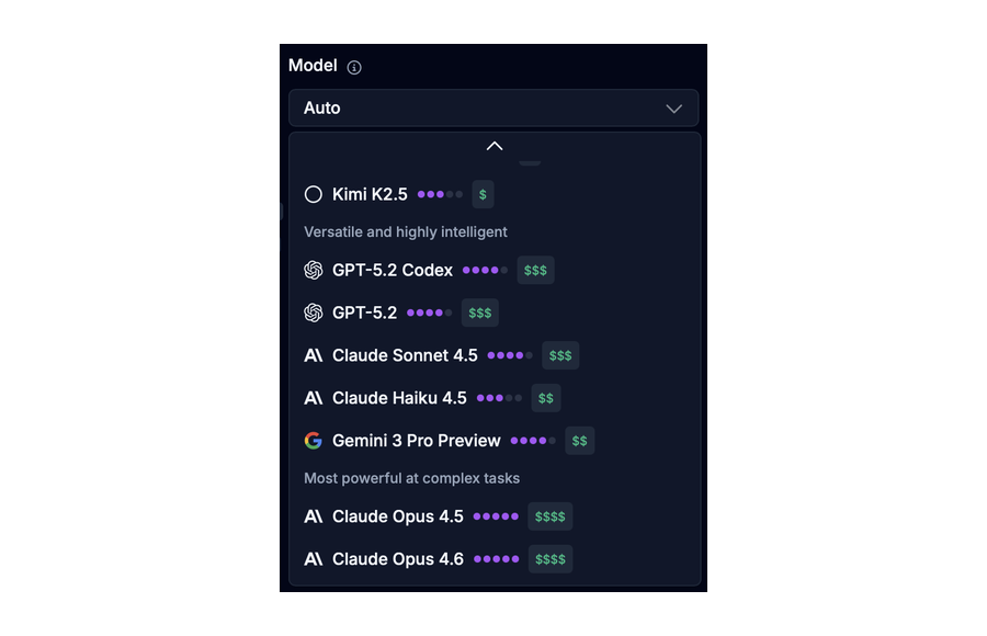 Unified model selector showing model-first selection interface